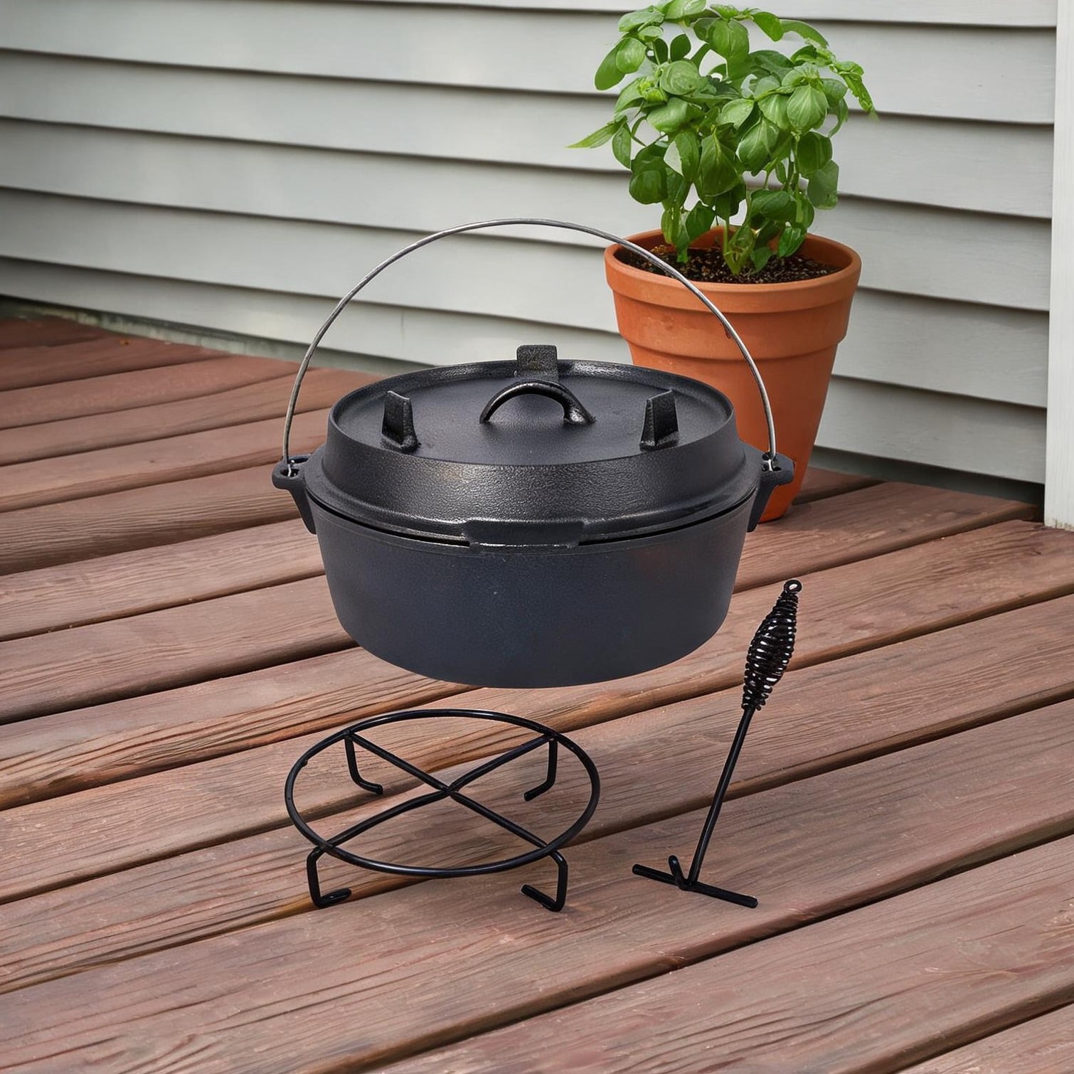 BBabe Skillet Lid and Iron Pot Rack Other Bedroom Furniture with Black for Covered Patio