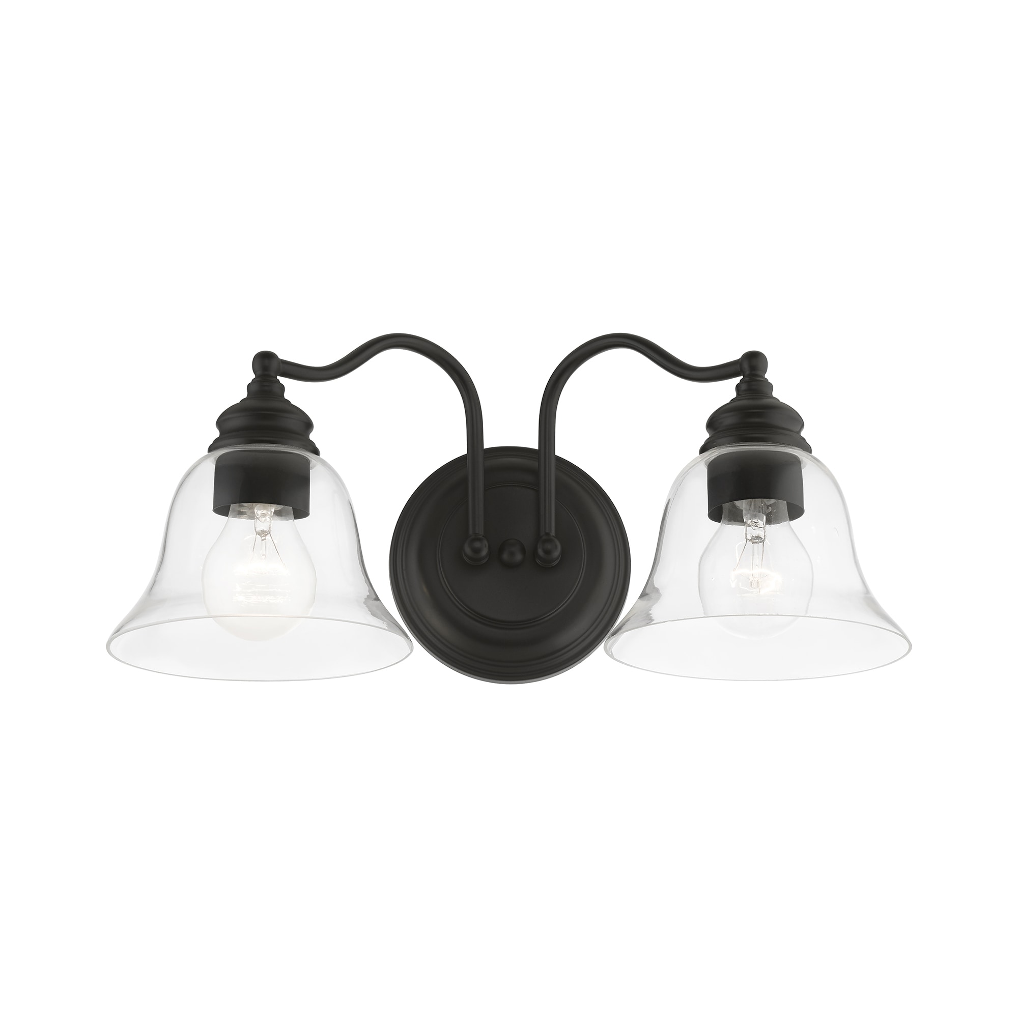 Black Hand Blown Glass 2-Light Vanity Sconce