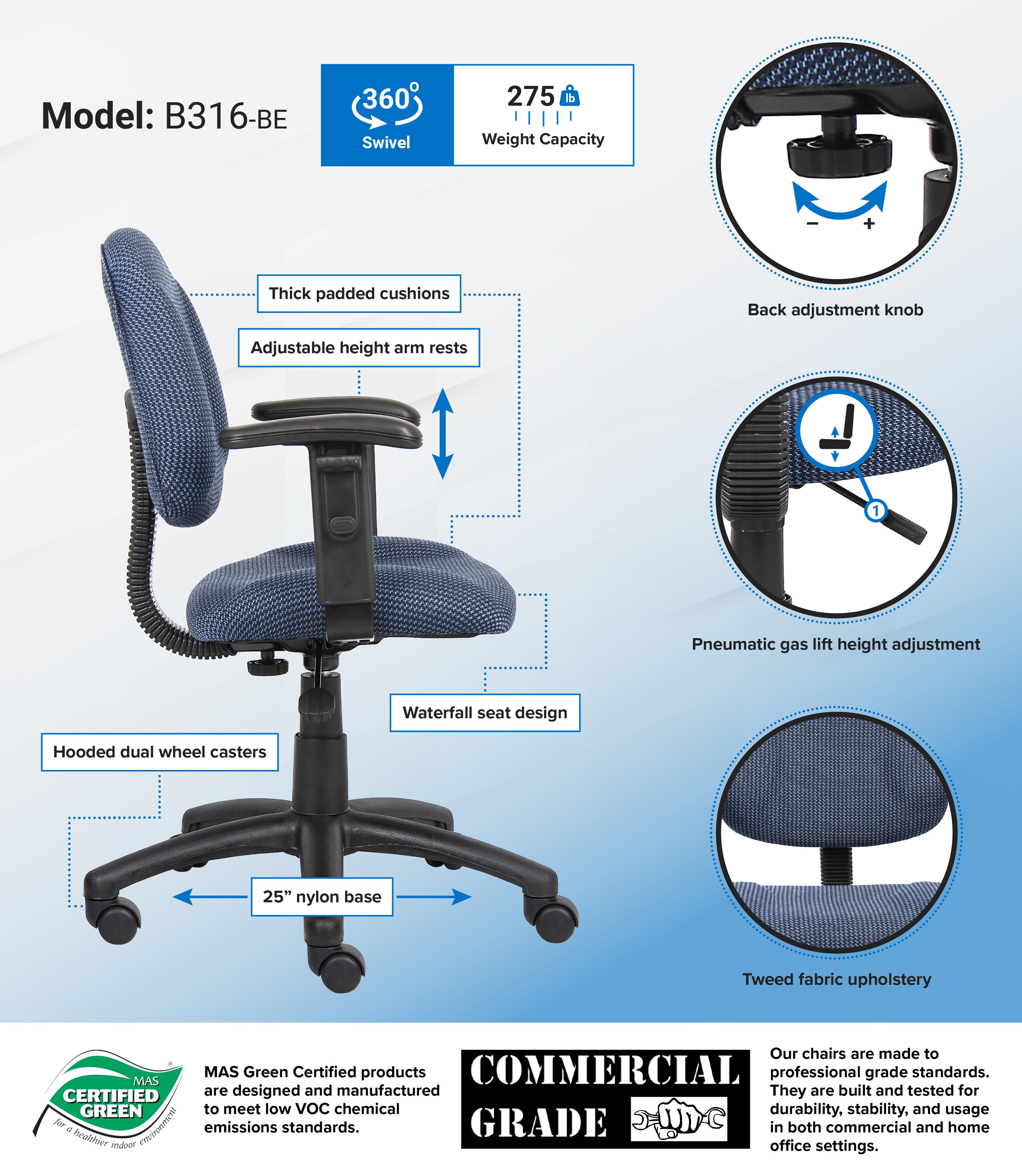 Boss Office Products B316-BE Office-Chairs - View #7