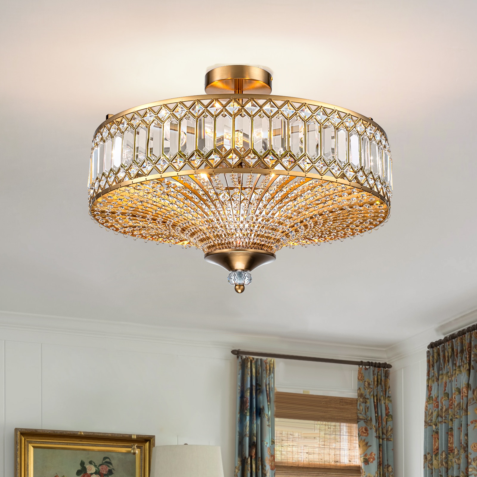 EDISLIVE Y81010000047388 6 -Light 19.6-in Gold Semi Flush Mount Light