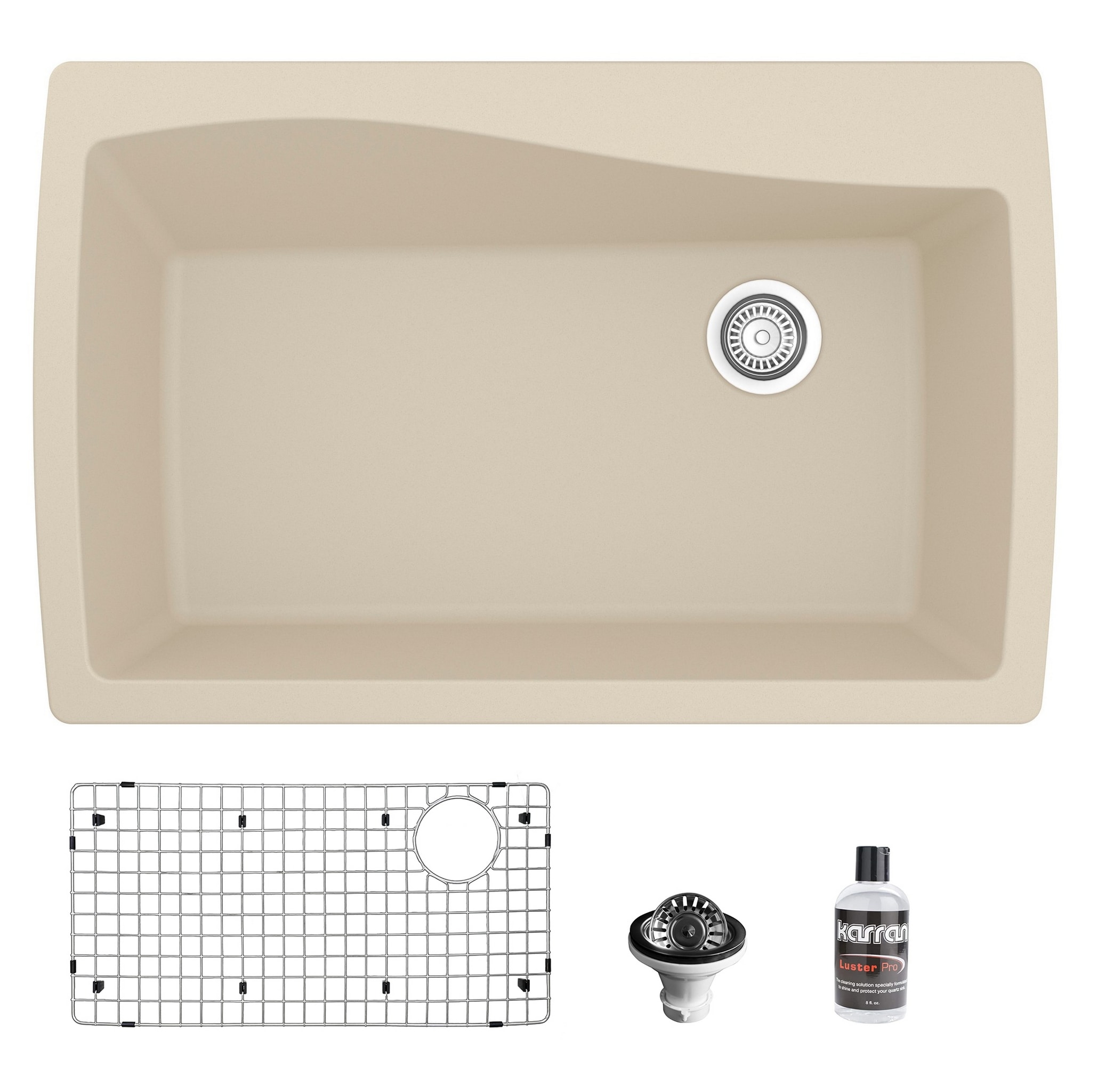 Karran QT-722-BI-PK1 Drop-in or undermount 34-in x 22-in Quartz Single bowl 1-Hole Kitchen Sink