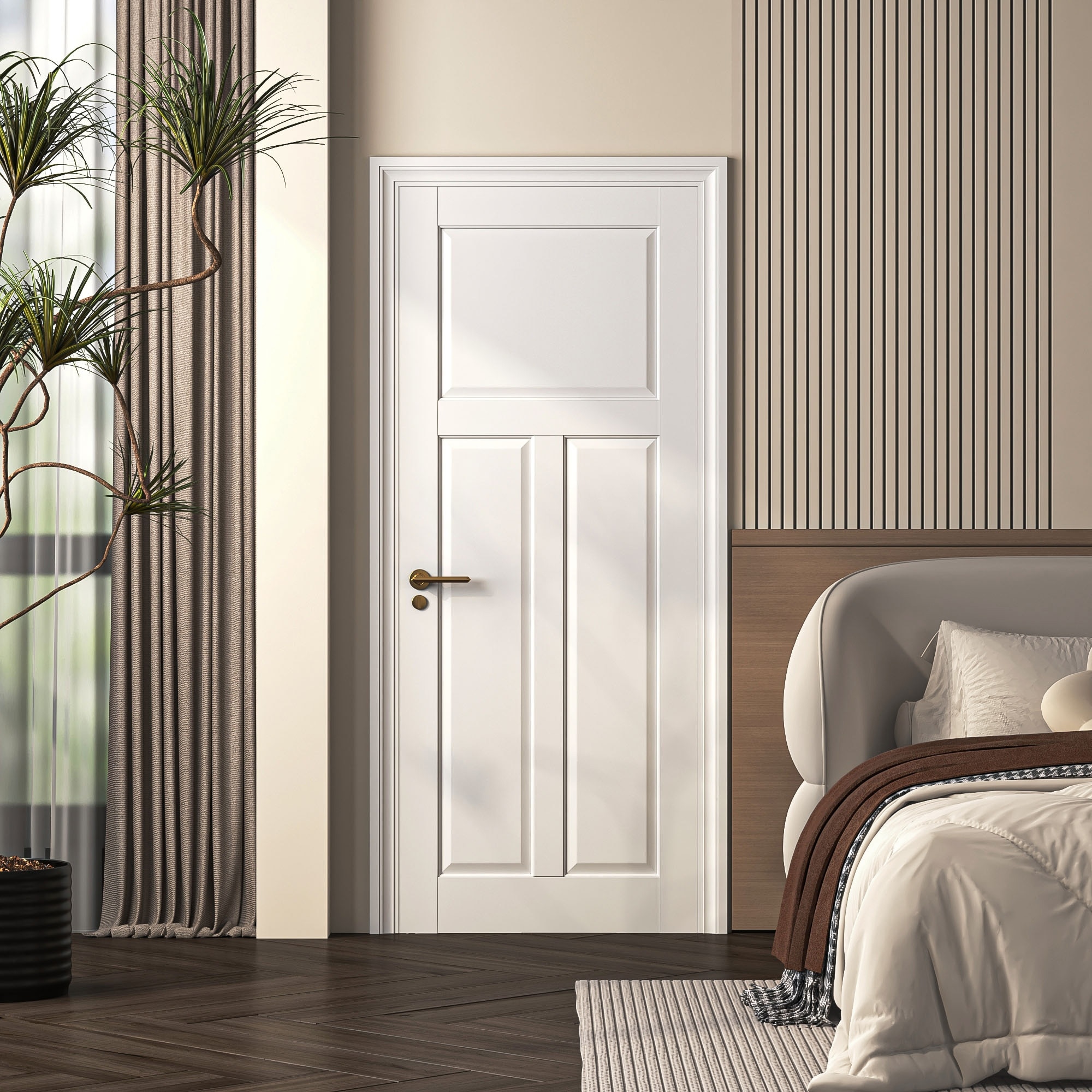 Vorene 30-in X 80-in Paintable MDF 1+2 Panel French Slab Door Solid ...