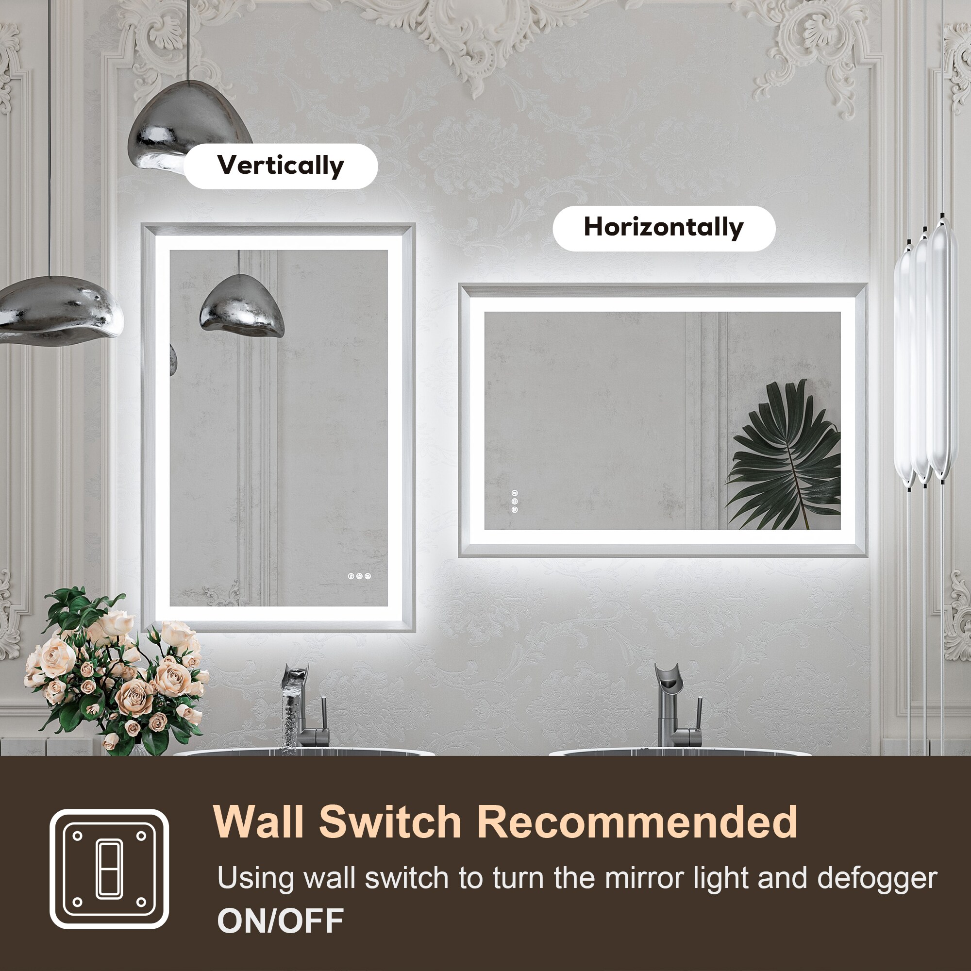 Keonjinn LW-ZBGSSW-18090SI Framed-Bath-Mirrors - View #8