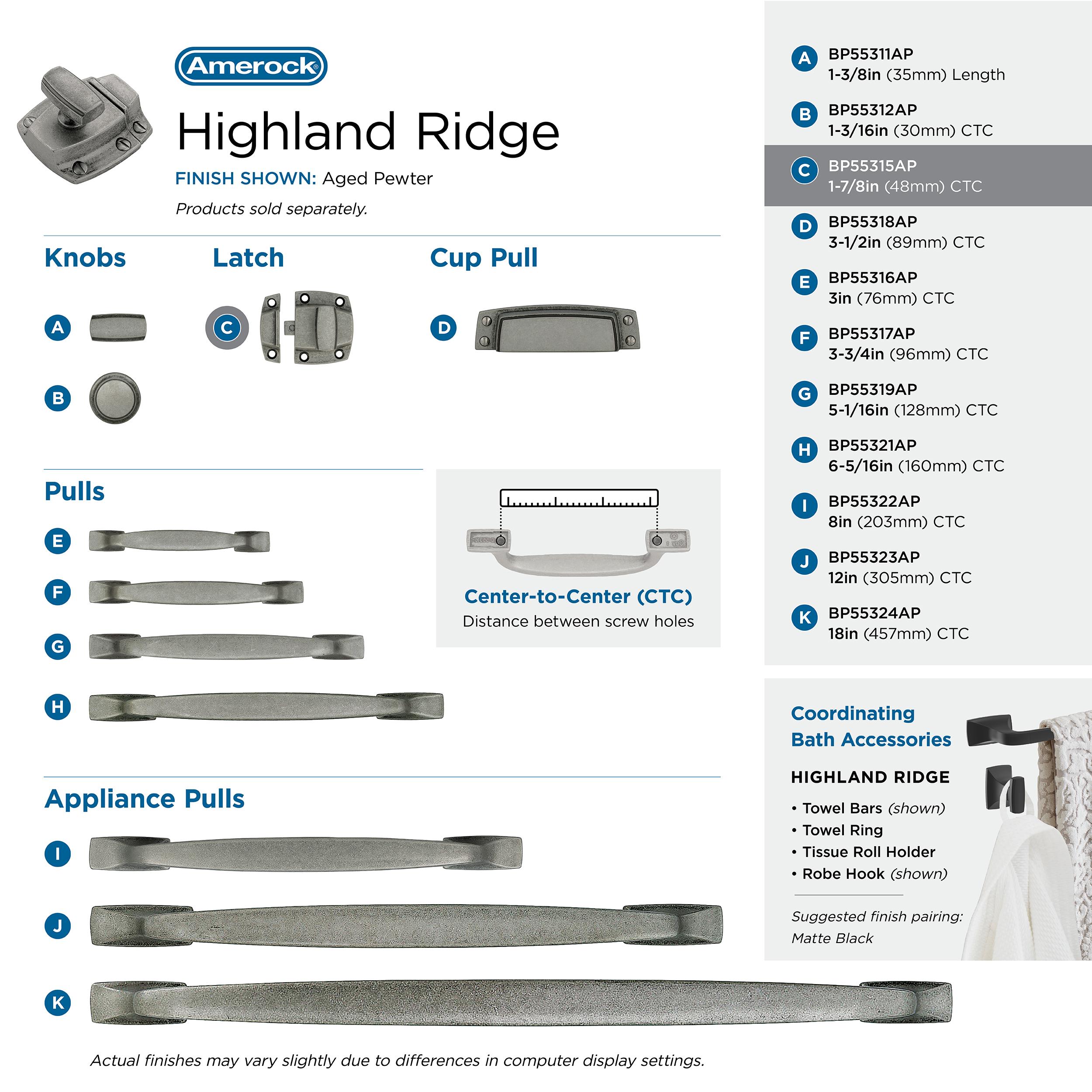Aged Pewter Highland Ridge Cabinet Latch