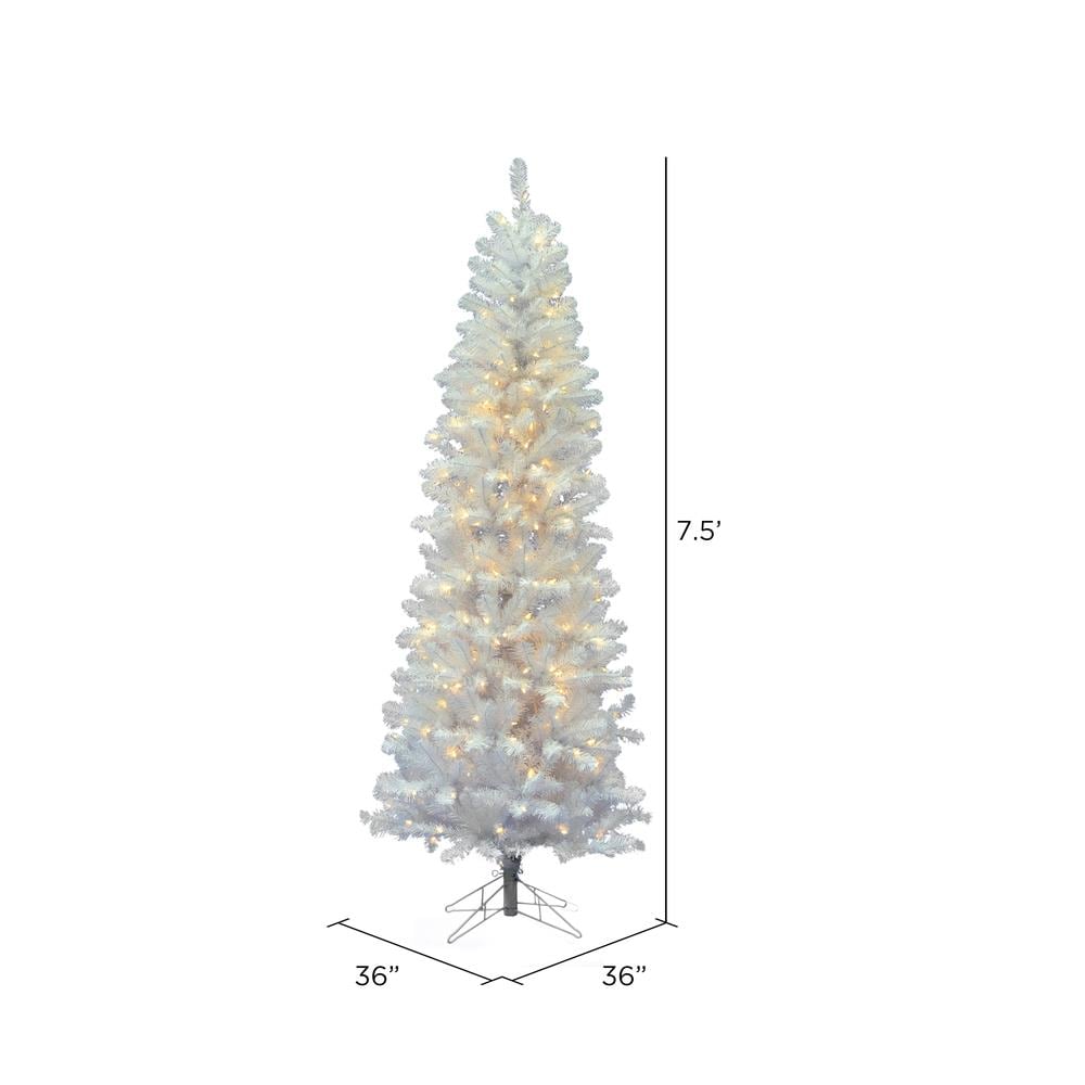 Vickerman 7.5-ft Pre-lit Slim White Artificial Christmas Tree With ...