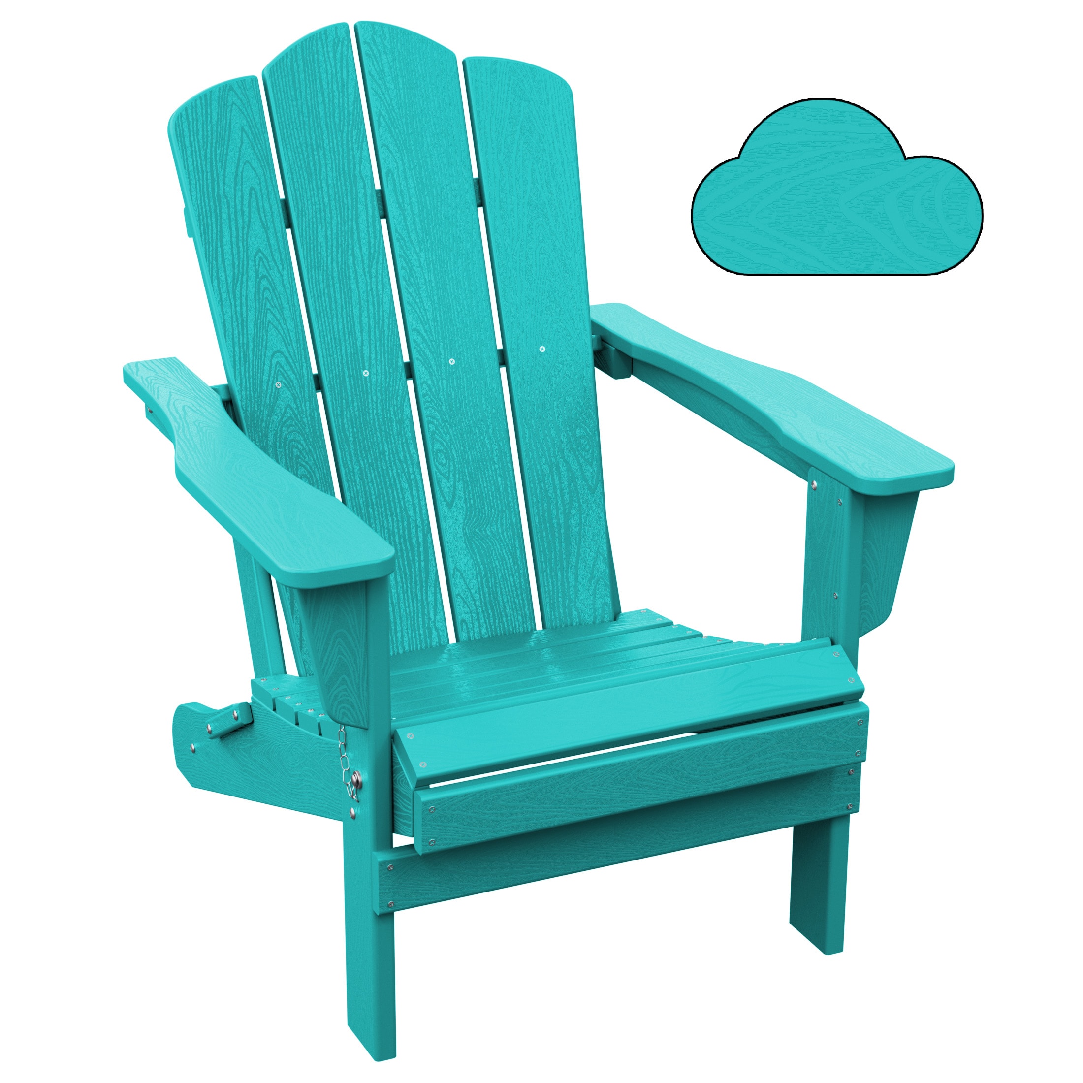 JEAREY YDQWY-ZD-ARB All-Weather Patio Folding Adirondack Chair Stackable Aruba Blue HDPE Frame Stationary Adirondack Chair with Slat Seat