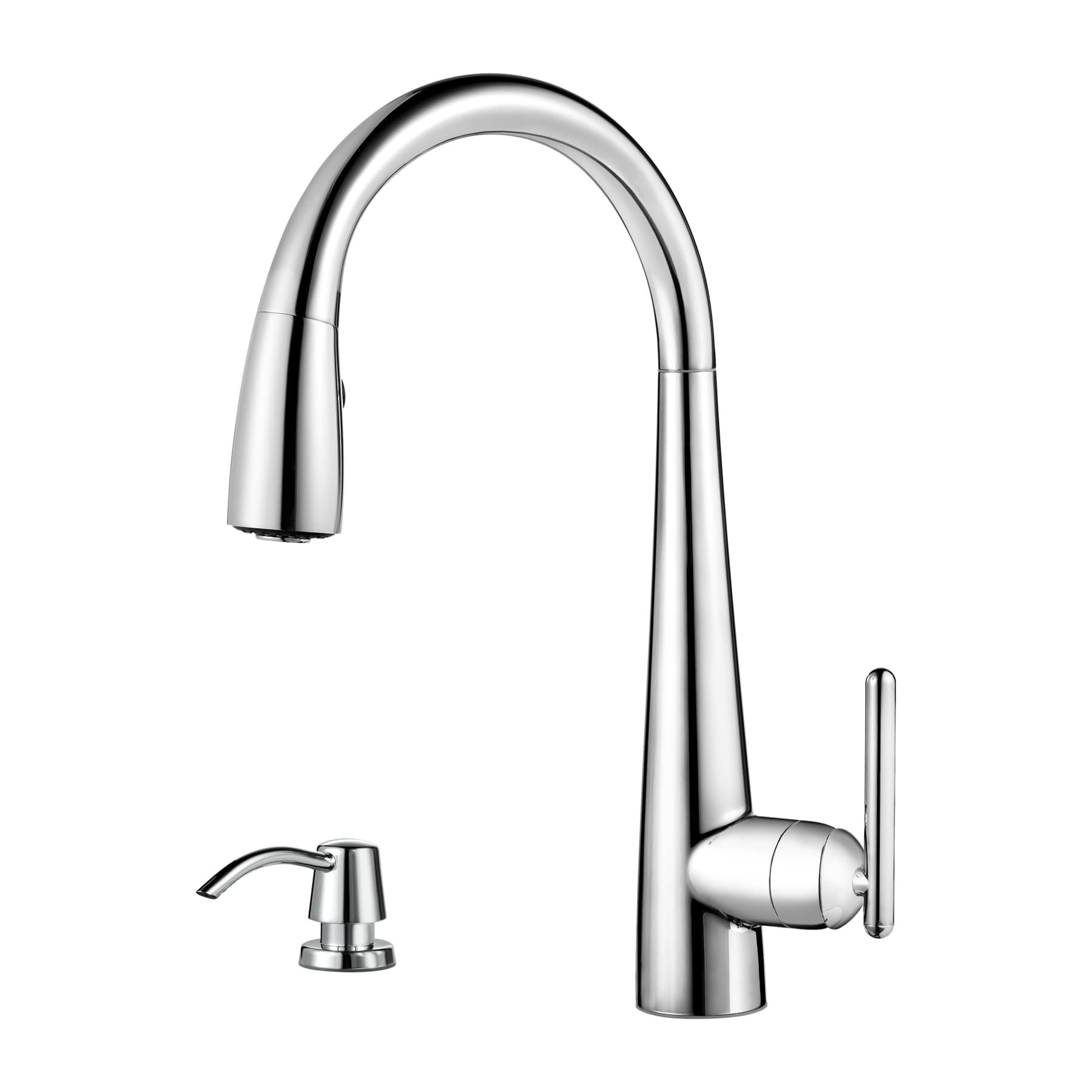 Pfister GT529-SMC Lita Midnight chrome Double Handle Deck-mount Pull-down Kitchen Faucet with Sprayer ( Deck Plate Included ) (Soap Dispenser Included)