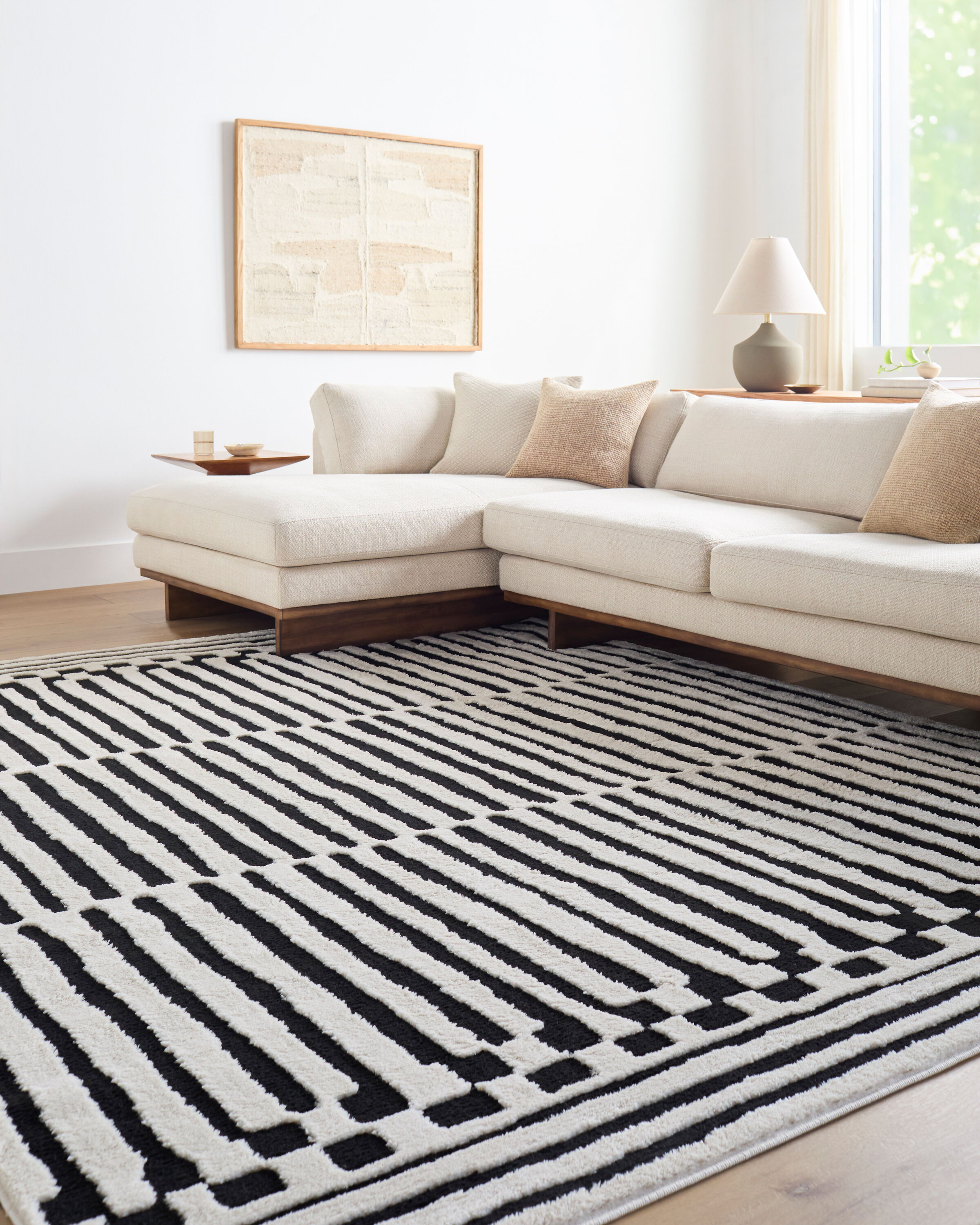 HAND online LOOMED Mud Cloth (20) tan, black, white, abstract pattern, accent rug for chair or sofa