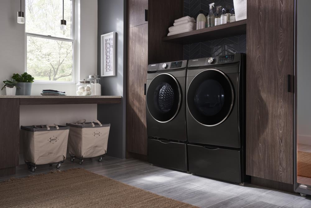 Samsung 7.5 Cu. Ft. Stackable Smart Electric Dryer with Steam and Sensor Dry  Black Stainless Steel DVE45R6300V/A3 - Best Buy