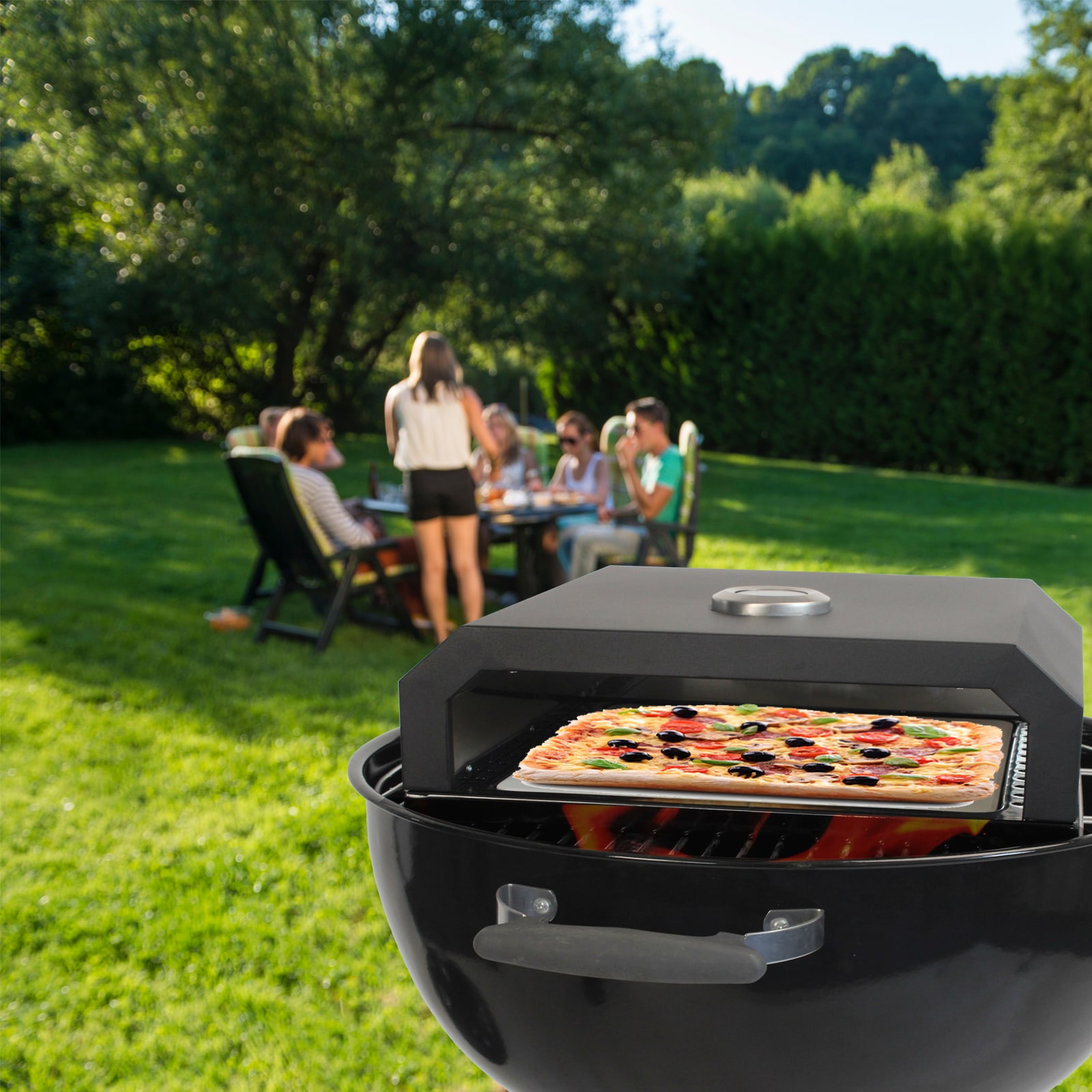 GRILLFEST Tabletop Wood-fired Outdoor Pizza Oven Black with Pizza Stone in  the Outdoor Pizza Ovens department at