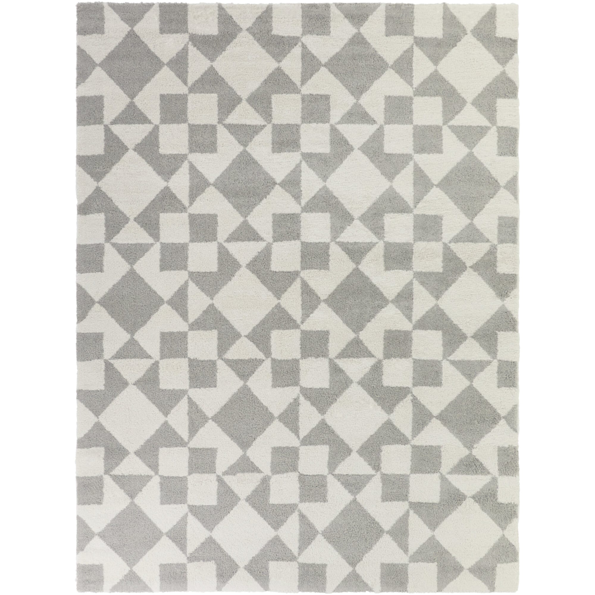 Jaxon 5 x 7 (ft) Tufted Polypropylene Grey/Cream Rectangular Indoor Geometric Global Spot Clean Only Pet Friendly Area rug