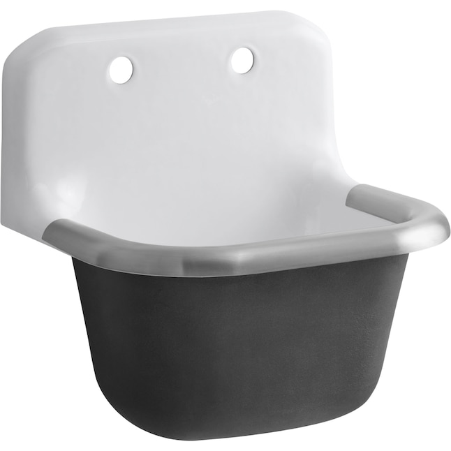 Kohler 14 In X 18 1 Basin White Wall Mount Laundry Sink The Utility Sinks Department At Com - How To Mount A Laundry Tub The Wall