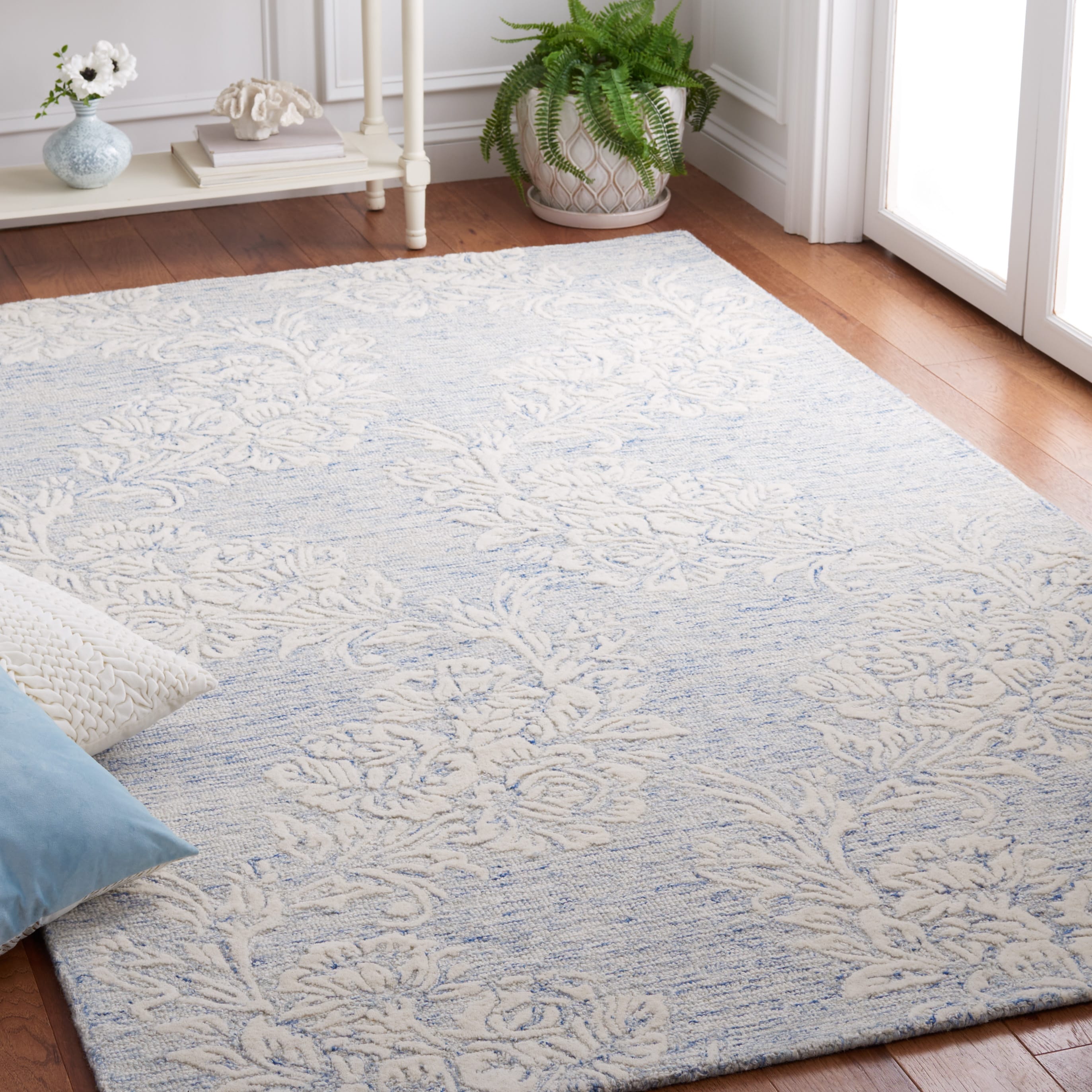  Jardin 733 Blue/Ivory Country Floral 4Ft x 6Ft Small Rectangle Rug