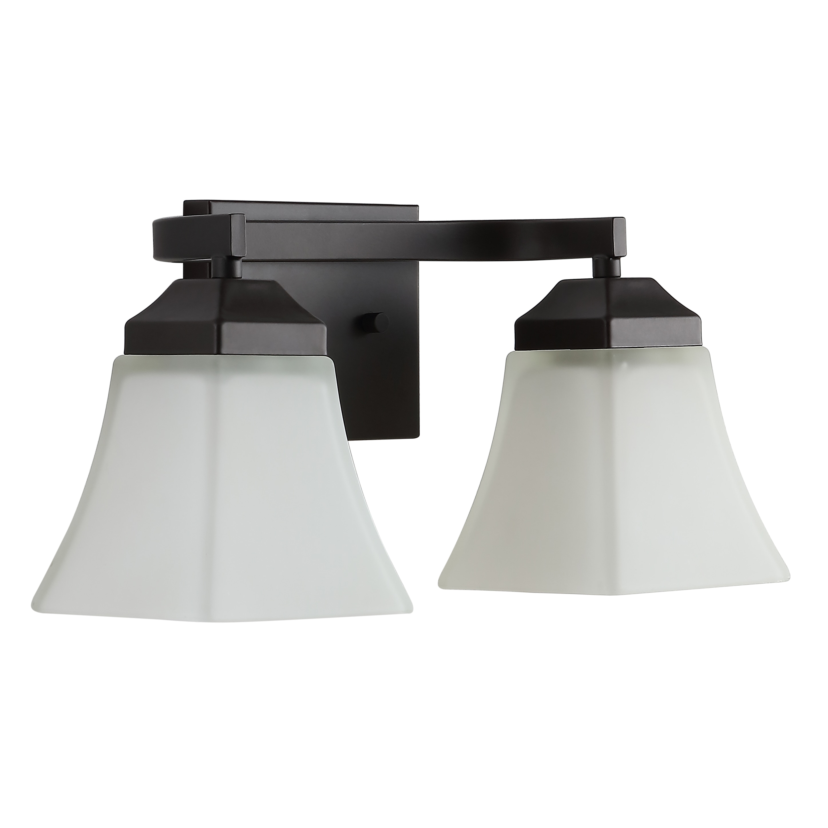 15" Black Iron and Frosted Glass Bathroom Vanity Light