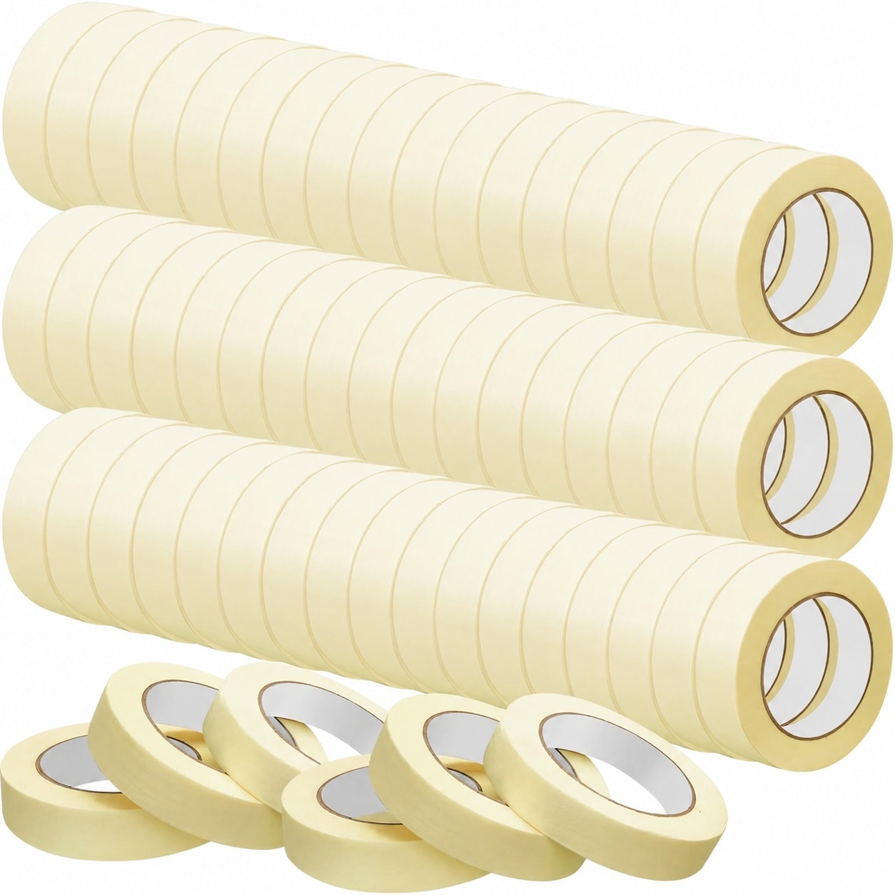KIWDZFU  Masking Tape 72 Rolls General Purpose 1 Inch by 55 Yards Beige White for Painting Labeling Crafts and Office Use