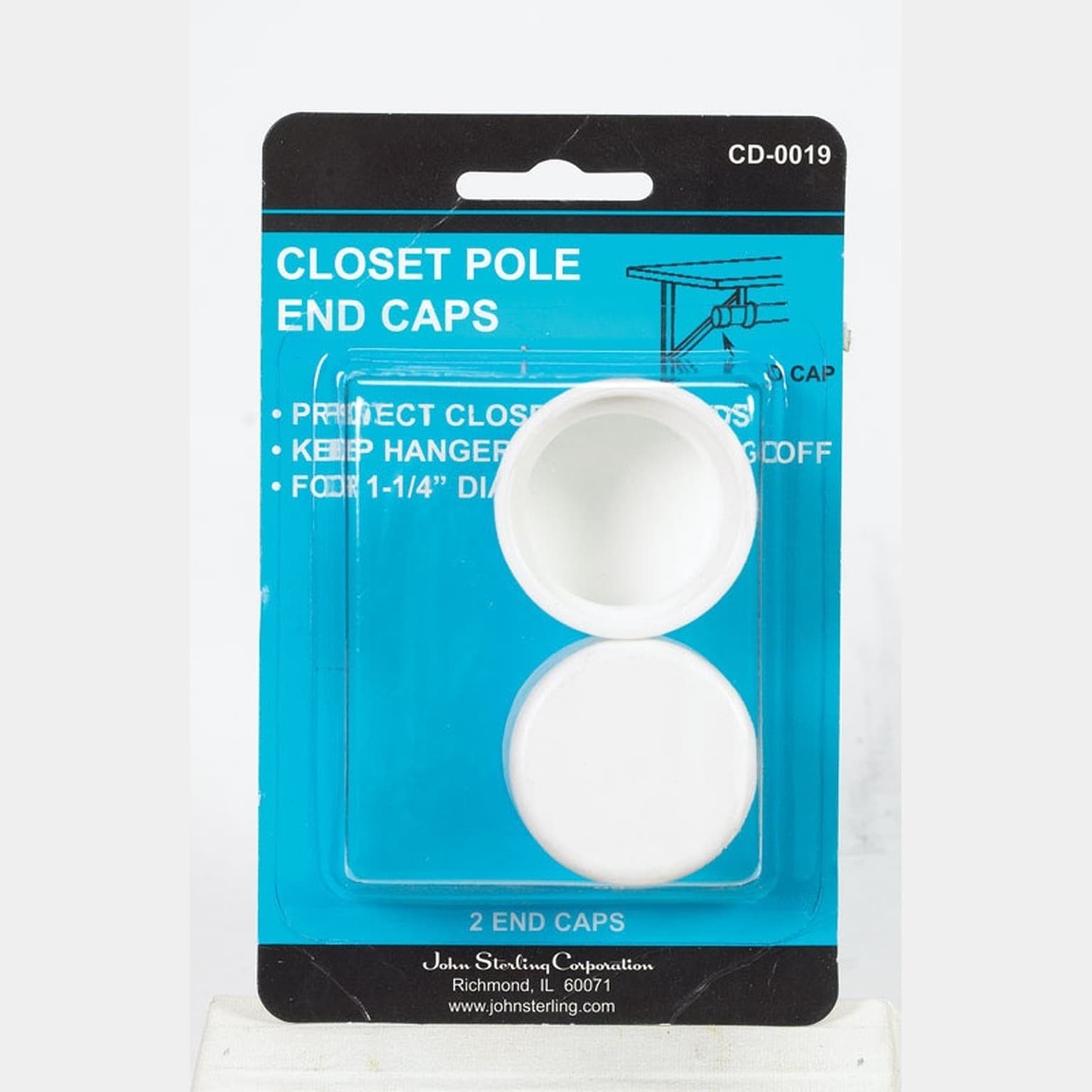 Knape & Vogt John Sterling Pro 1-1/4 in. L x 1-1/4 in. Dia. White Plastic Closet Rod Support