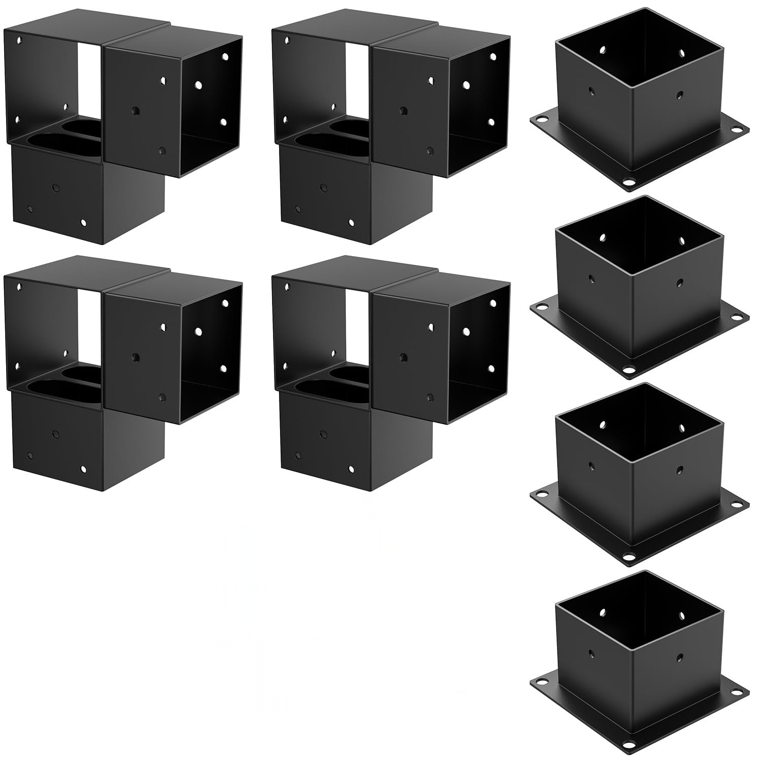 Etokfoks  8 Pack Steel 4x4 Post Bracket Pergola Kit Corner Bracket for Outdoor Platform Play Set Tree House DIY Base