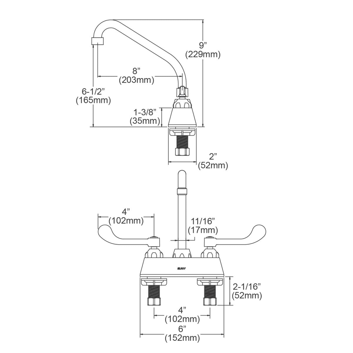 Elkay Chrome Double Handle High-arc Commercial Kitchen Faucet in the ...