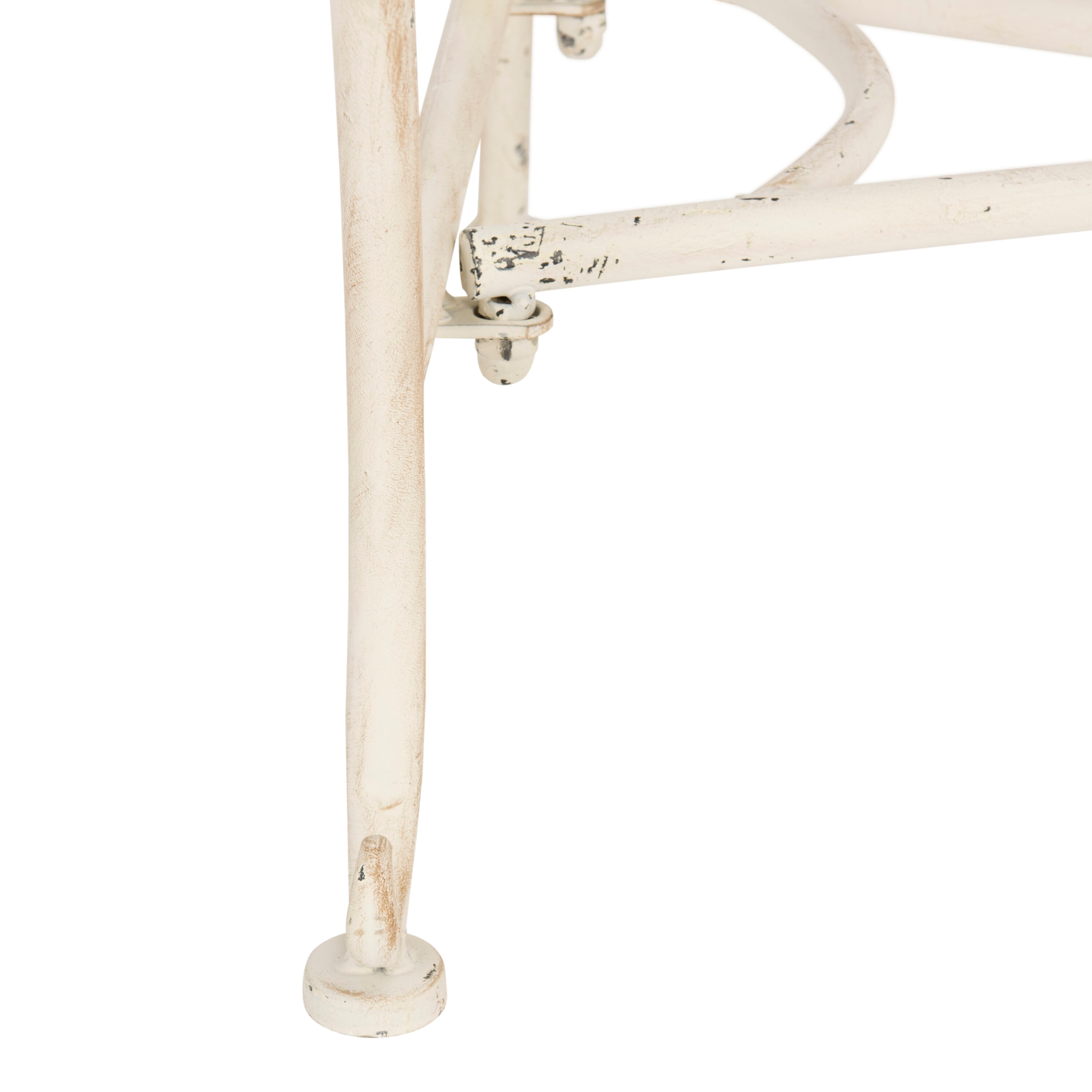 Charming Place de Vosges 46" Antique White Wrought Iron Garden Bench