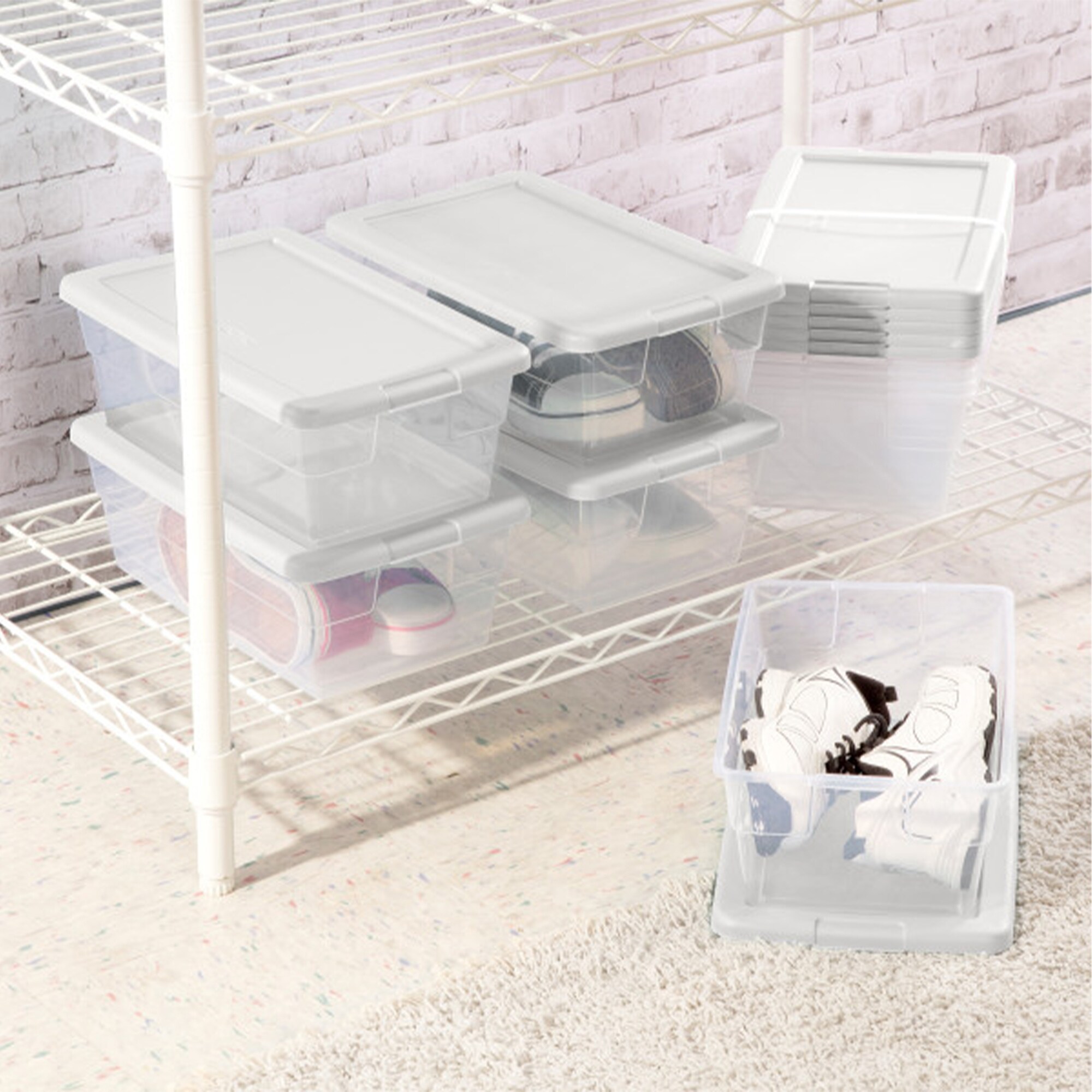 Sterilite 6 Qt. Clear Stacking Closet Storage Bin Container with