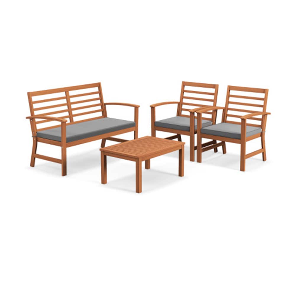 LIVIZA OUJ72078GR 4 -Piece Patio Conversation Set with Gray Cushions