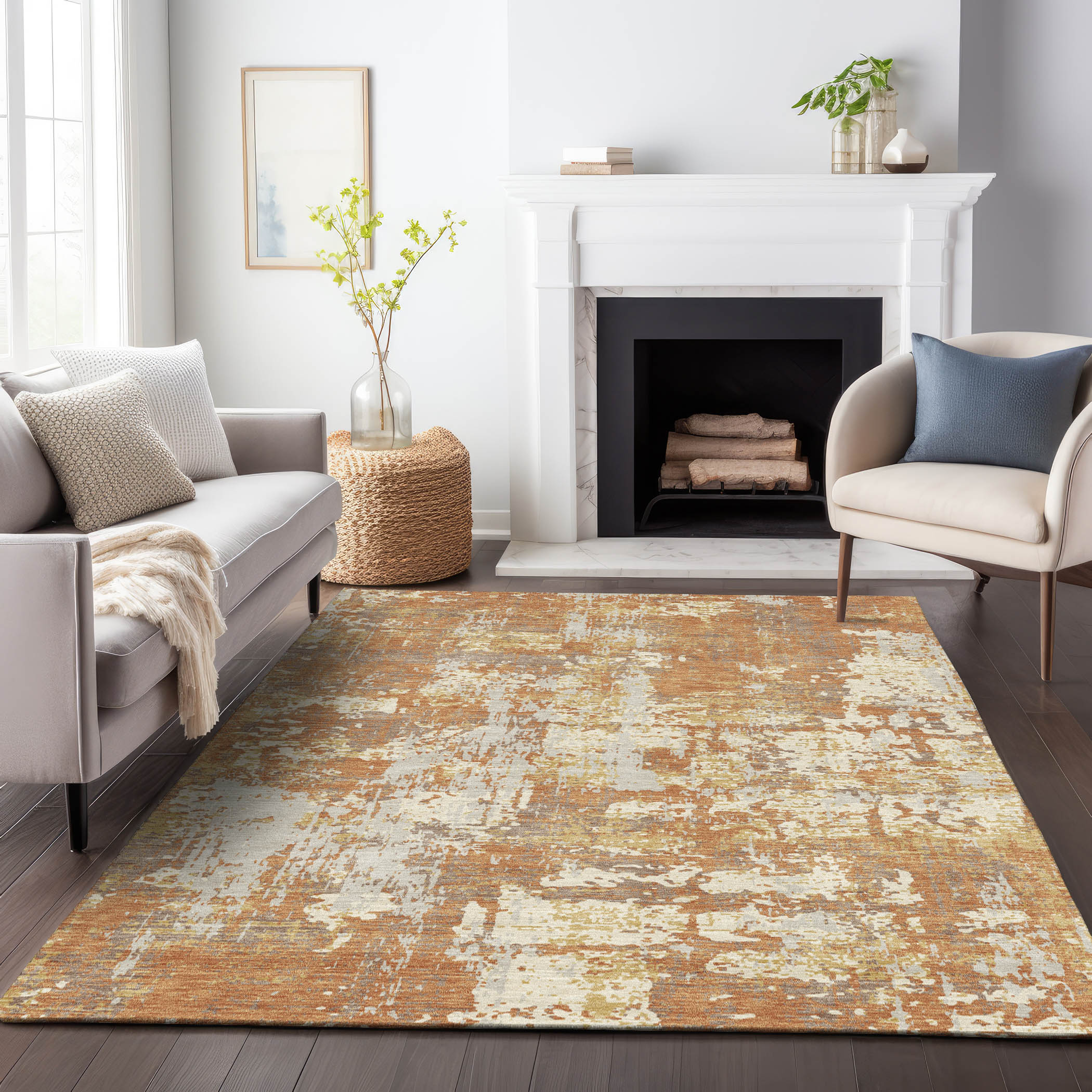 Addison Rugs ACN1008CP8X10 Chantille ACN1008CP 8 x 10 (ft) Polyester Copper Rectangular Indoor/Outdoor Geometric Machine washable Area rug