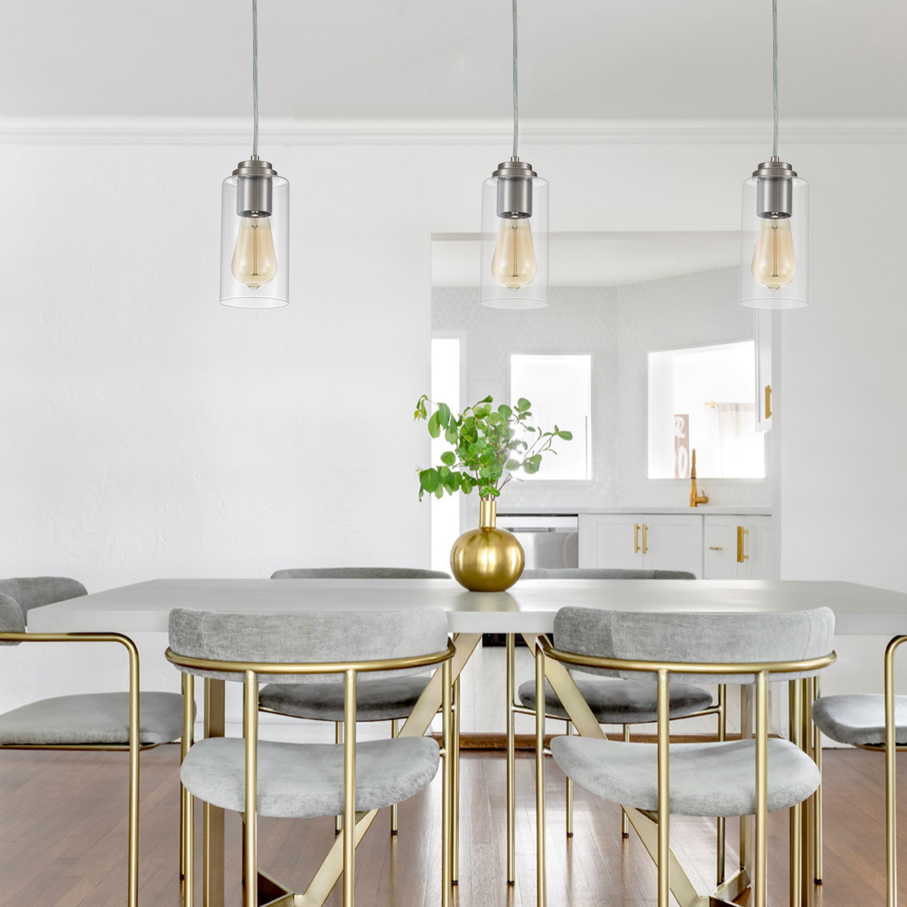 Satin Nickel Mini Pendant Light with Clear Glass Shade