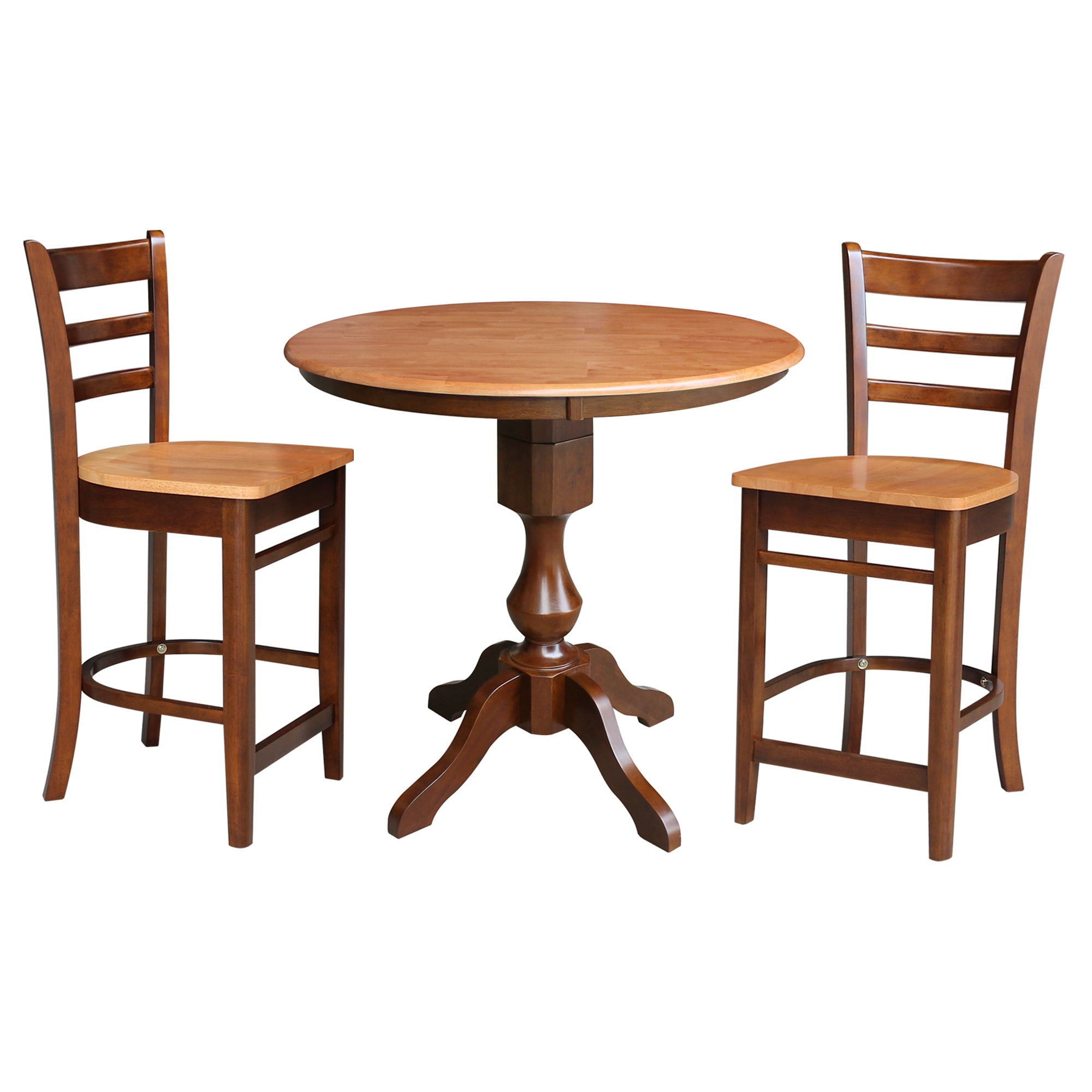 International Concepts K58-36RT-11P-S6172-2 Cinnamon/Espresso Traditional Dining Room Set with Round Table (Seats 2)