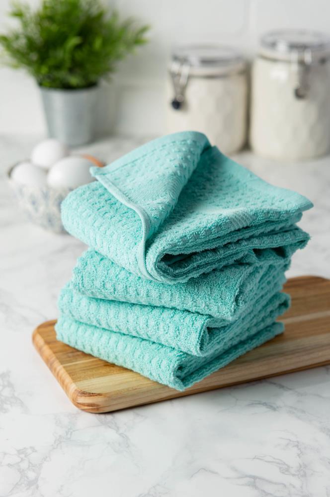 Aqua Windowpane Terry Dishtowel (Set Of 4)