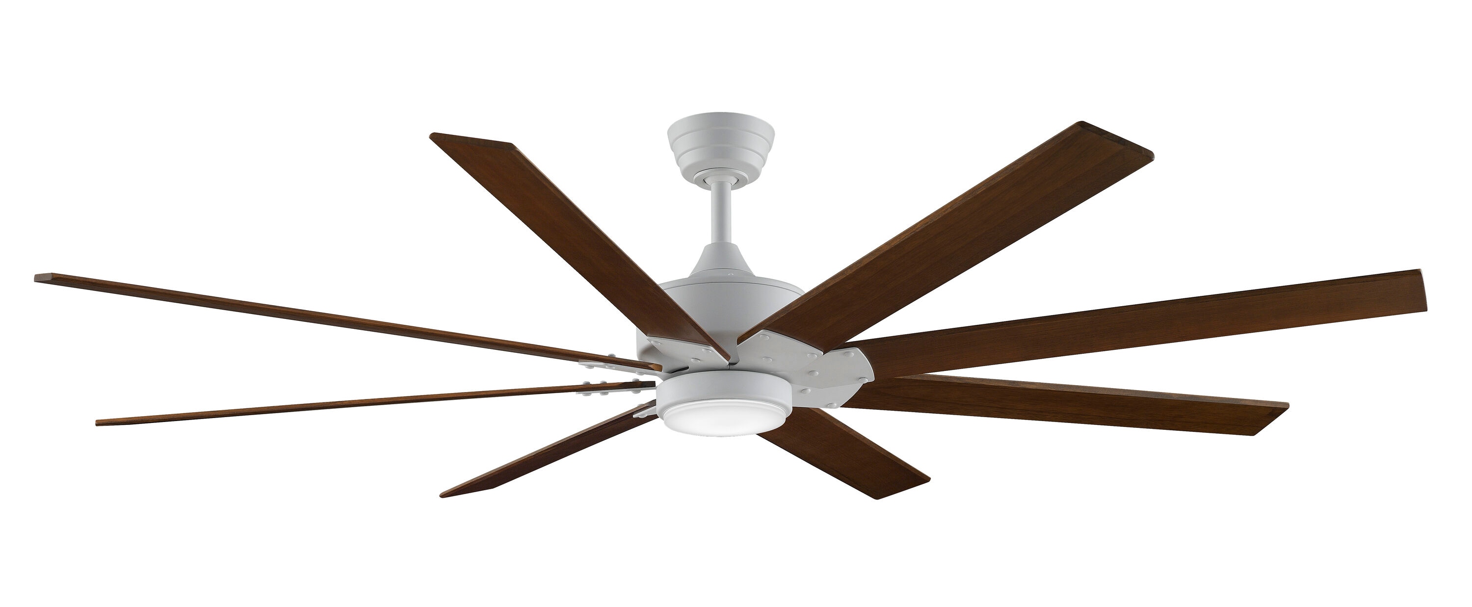 Levon Custom 72-in Matte White Color-changing LED Indoor/Outdoor Smart Ceiling Fan with Light Remote (8-Blade) Walnut | - Fanimation FPD7912BMW-72DWA-LK