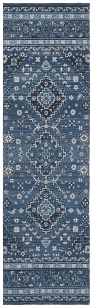 Safavieh CLV101M-28 Classic Vintage Kendra 2 x 8 (ft) Loomed Polyester Blue/Charcoal Rectangular Indoor Floral/Botanical Farmhouse/Cottage Runner rug