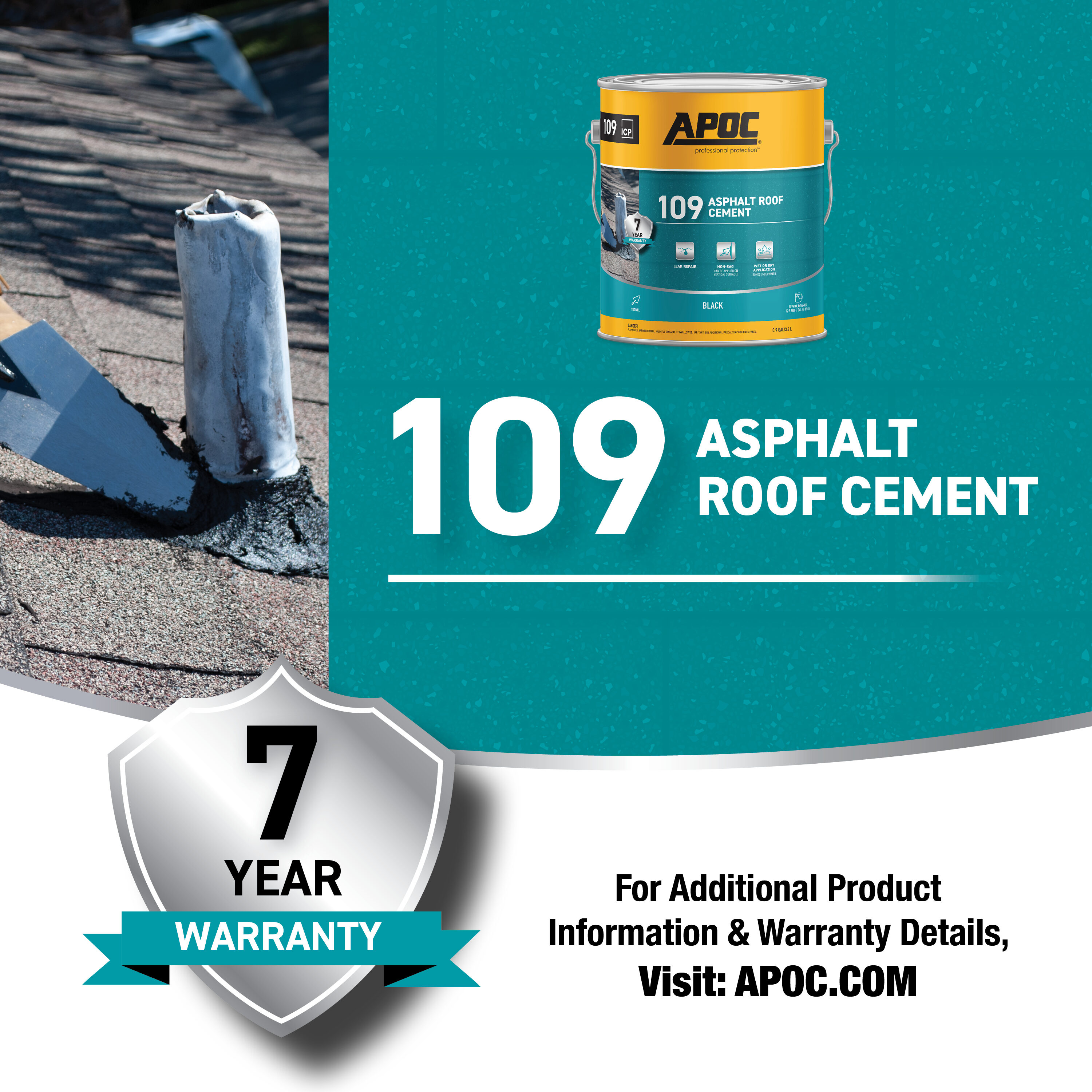 APOC 109 0.9-Gallon Fibered Waterproof Cement Roof Sealant In The Roof ...