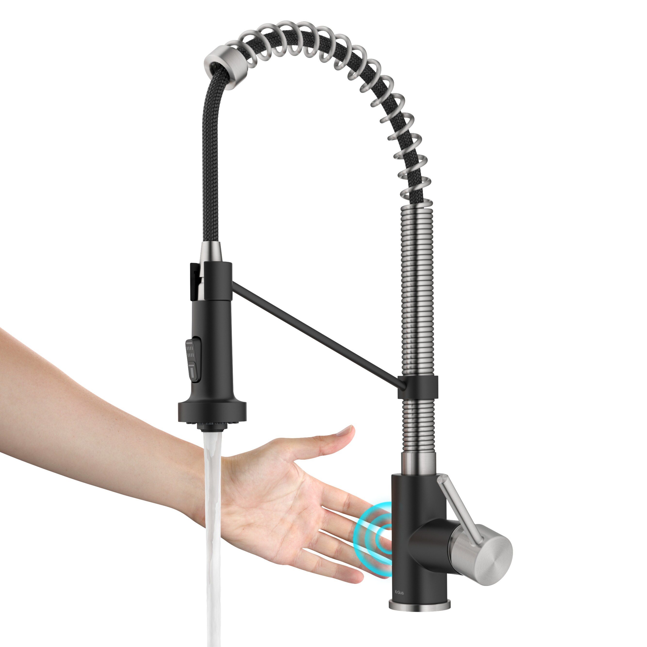 KRAUS Bolden 2-in-1 Pull-Down Single Handle Water Filter Kitchen Faucet in  Spot-Free Stainless Steel/Matte Black KFF-1610SFSMB - The Home Depot