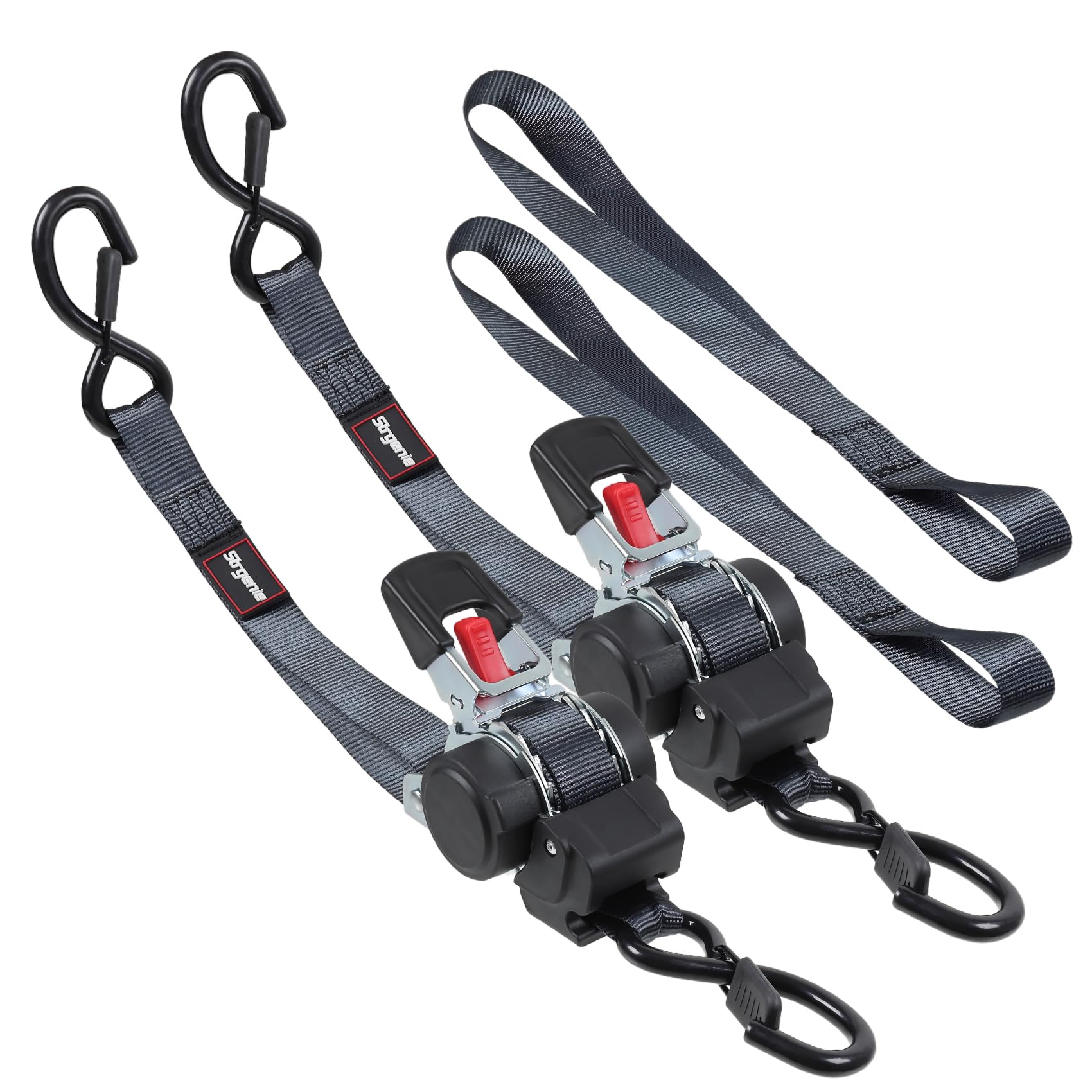Phewnyzo  Self Retractable Ratchet Straps 1 inch Automatic Cargo Tie Down Straps for Trucks Motorcycle Boat ATVs Hauling 2pcs