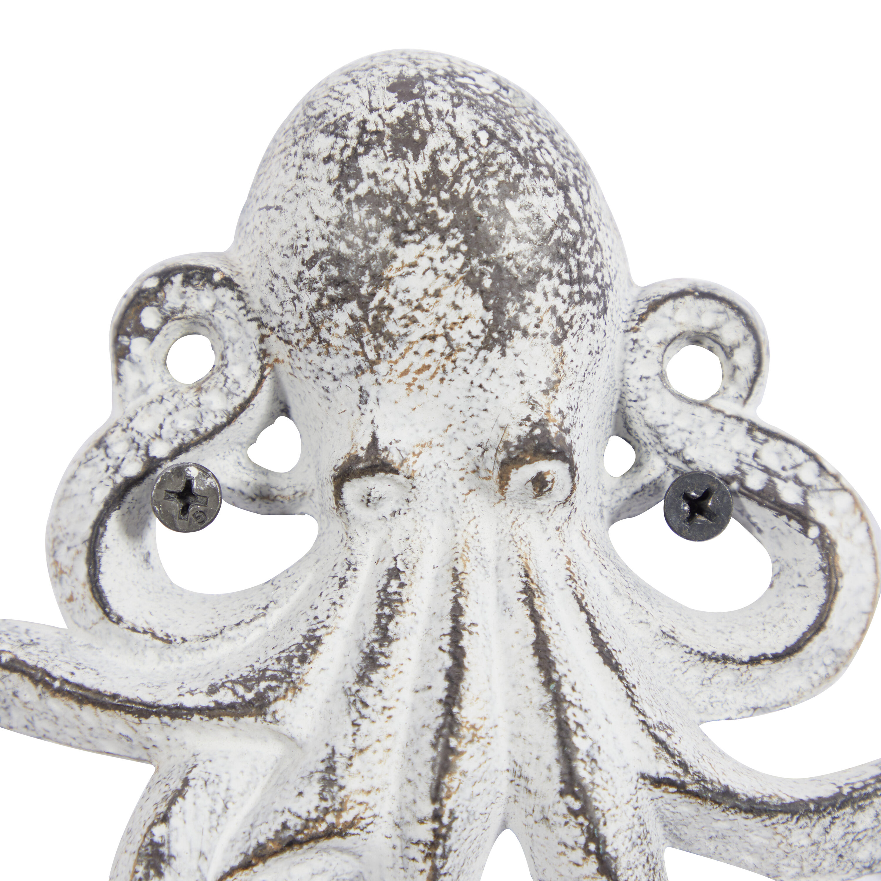 Bronze and White Nautical Octopus Wall Hooks, Set of 2