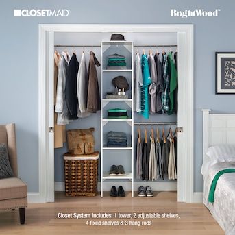 ClosetMaid BrightWood 4-ft to 9-ft W x 6.85-ft H White Solid Wood ...