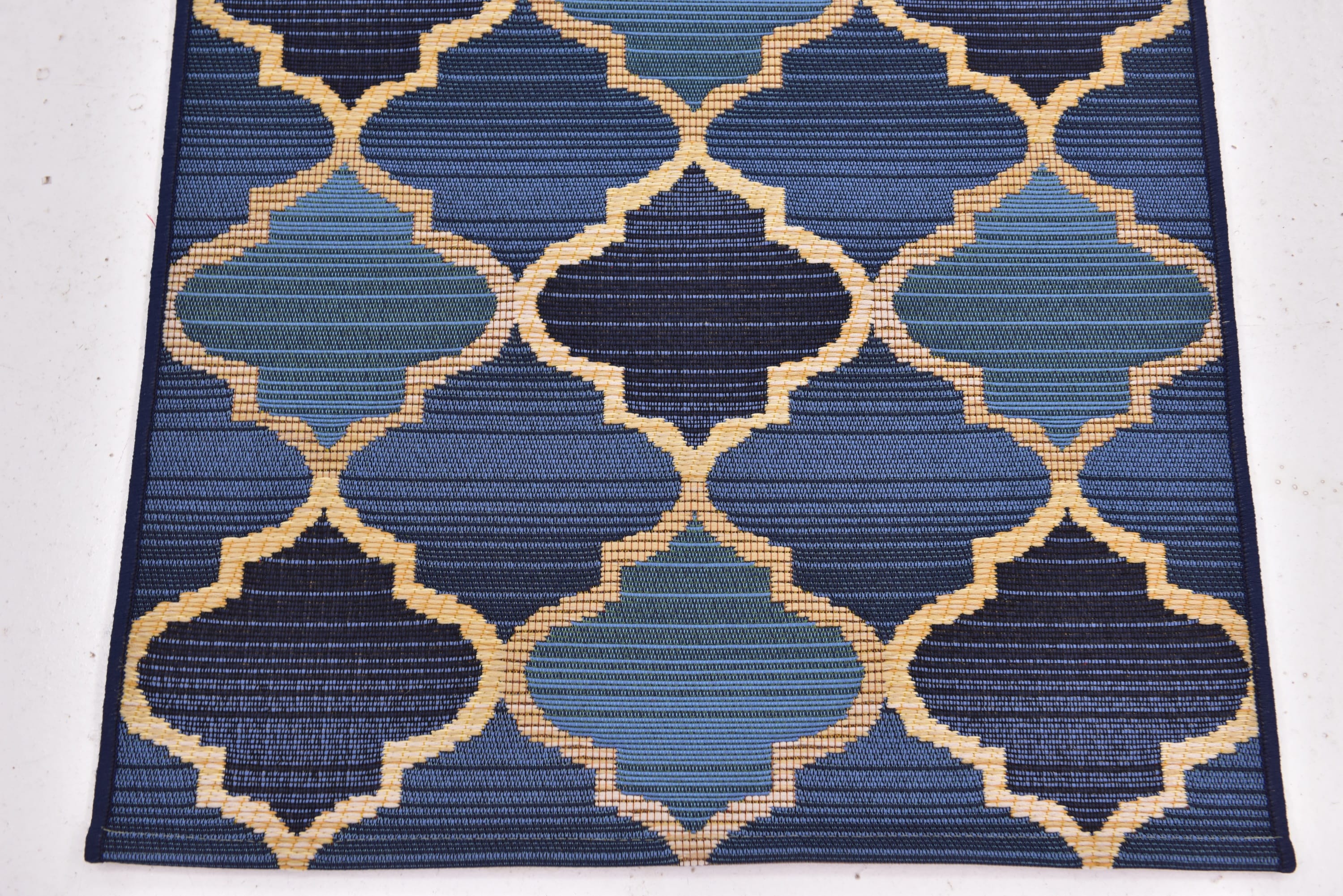 Blue Trellis Rectangular Outdoor Synthetic Area Rug