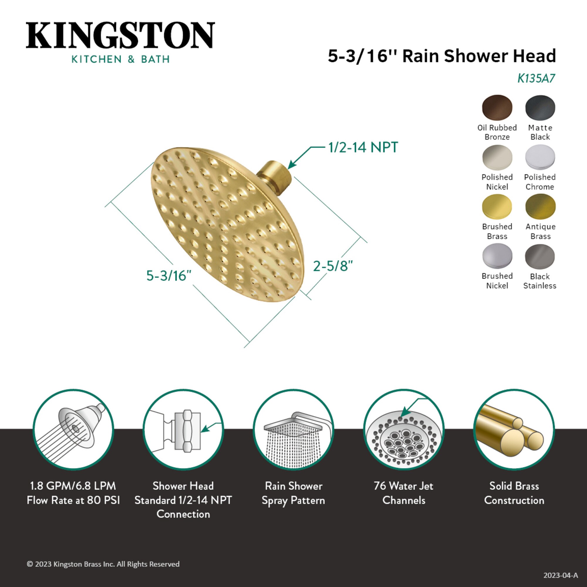 Elements of Design DK1358 Fixed-Showerhead - View #3