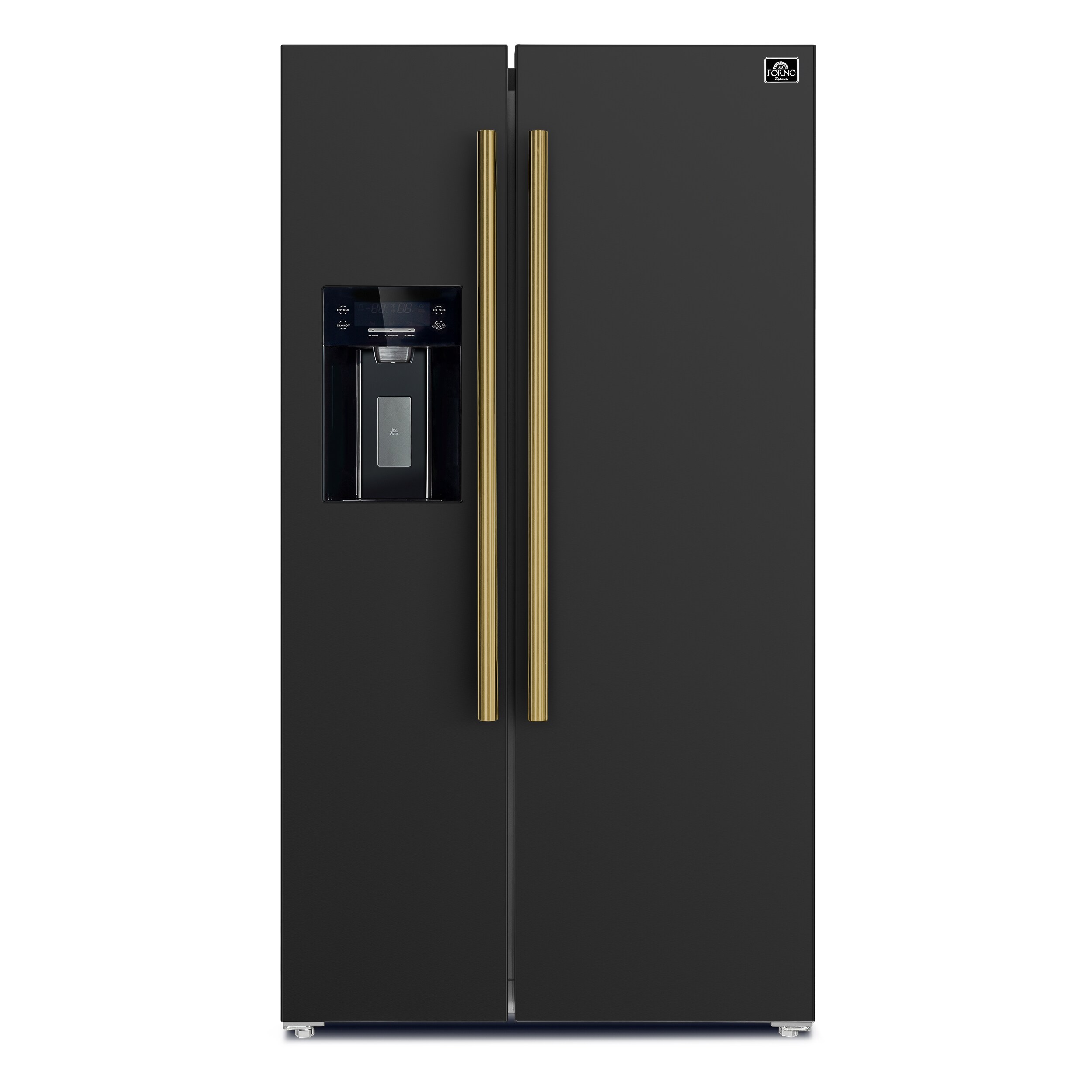 FORNO FFRBI1844-36BLK Salerno 20-cu ft Counter-Depth Side-by-Side Refrigerator with Ice Maker ,Water and Ice Dispenser ( Black ) ENERGY STAR Certified