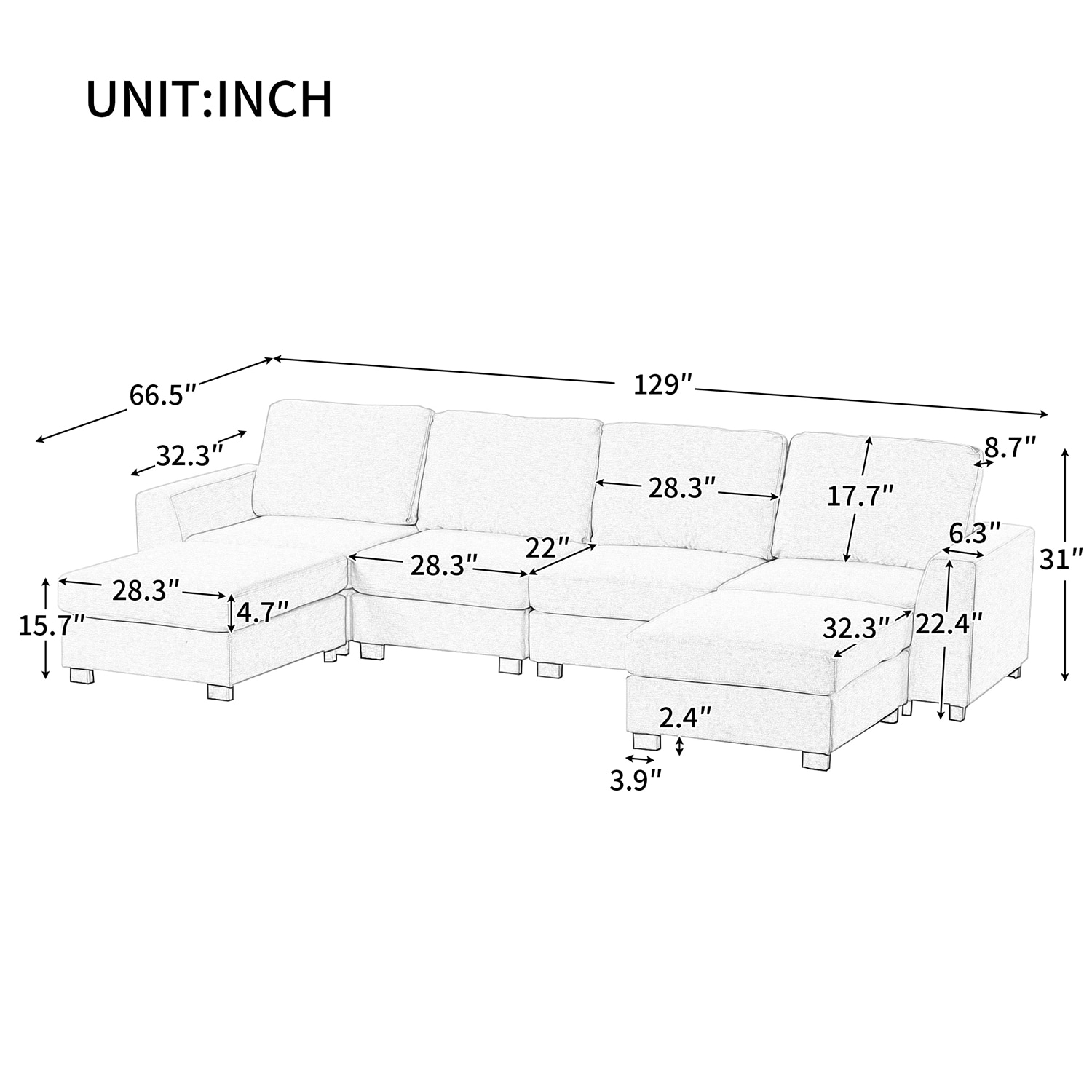 SINOFURN SYA010295GY Sofas-Loveseats - View #3