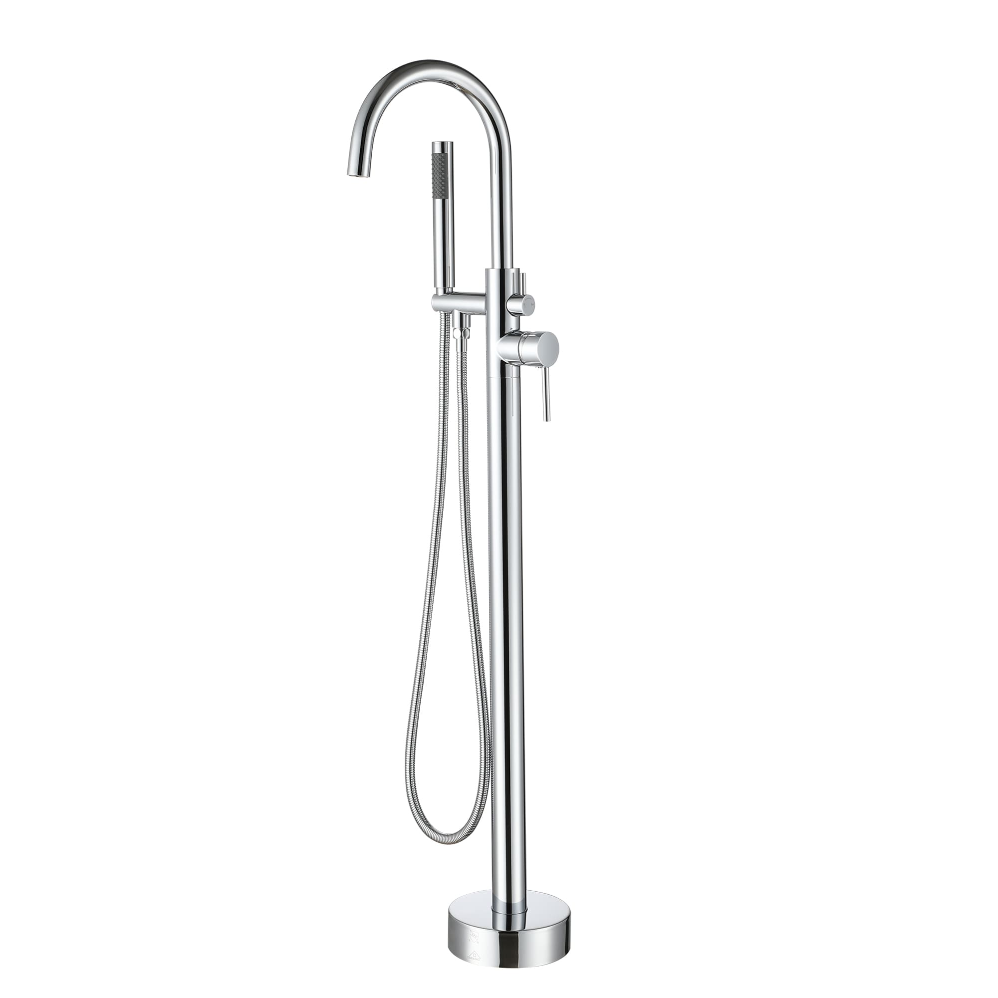 Mondawe AM-S123C-CH Chrome 1-handle Freestanding High-arc Bathtub Faucet with Hand Shower ( Valve Included )