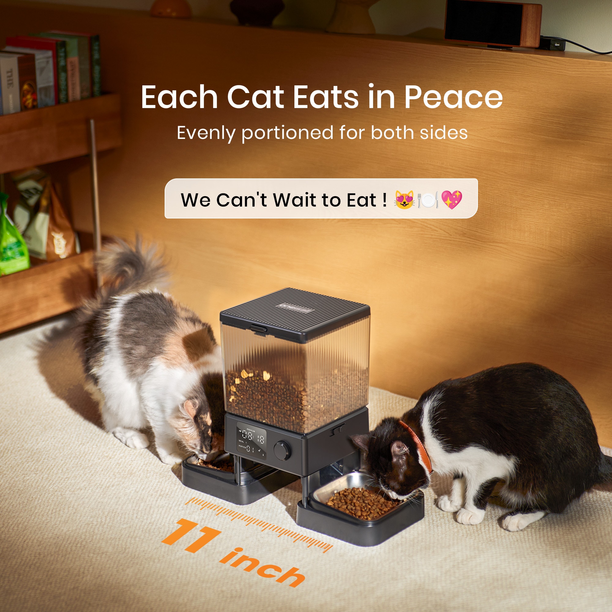 oneisall Automatic Cat Feeder 5L for 2 Pets with Dual Bowls Smart Pet ...