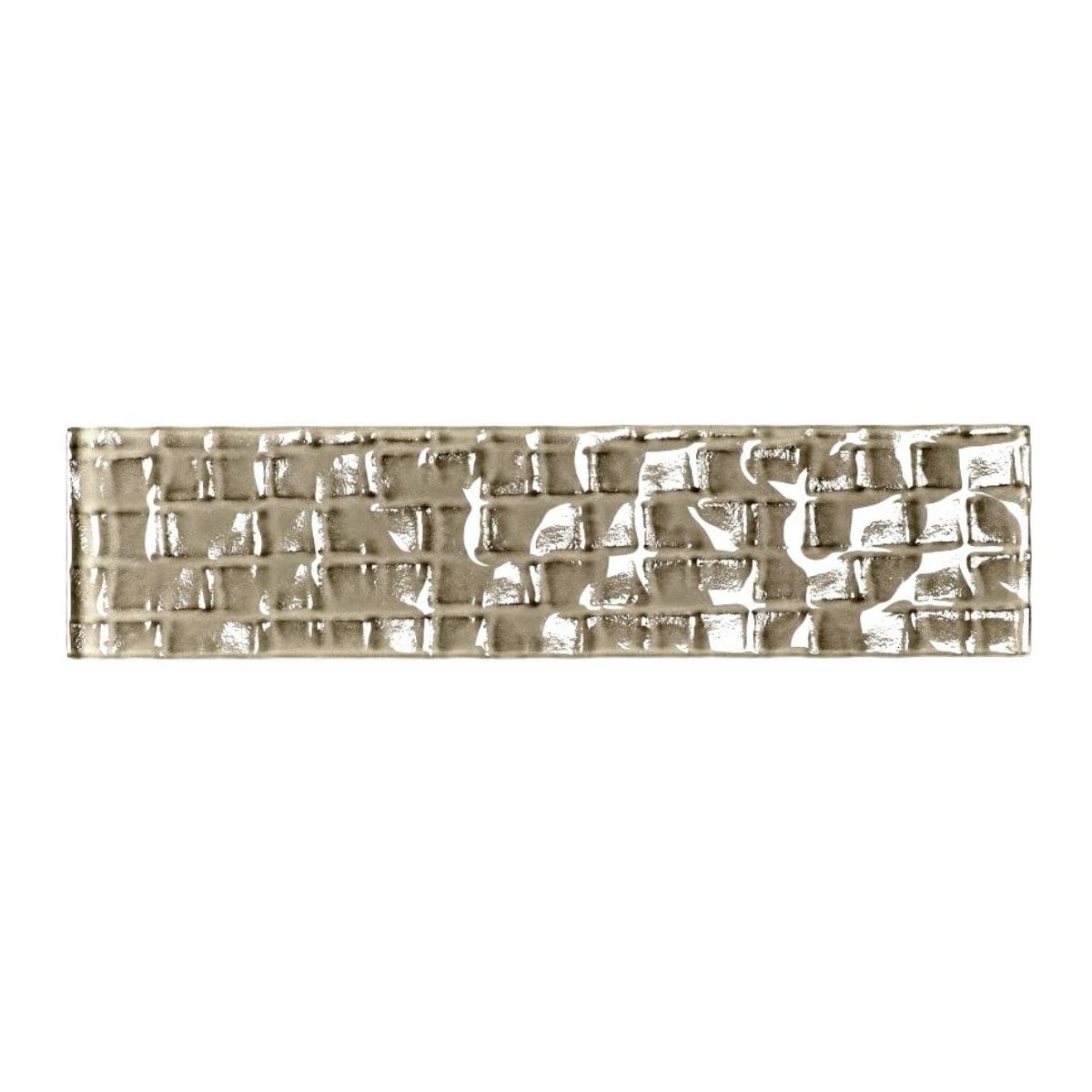 Abolos LWSMEC0208-OL-SAMP Sample- Waves Olive Brown/Glossy Textured 2-in x 8-in Glossy Glass Subway Wall Tile