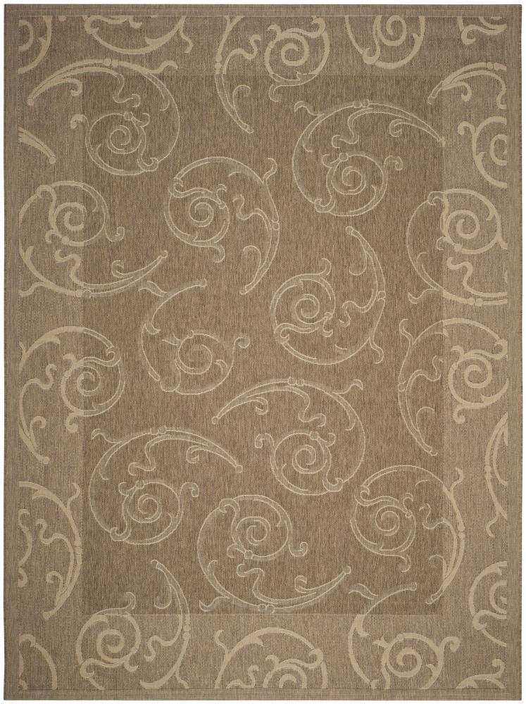 Safavieh CY2665-3009-9 Courtyard Scrolls 9 x 12 (ft) Loomed Polypropylene Brown/Natural Rectangular Indoor/Outdoor Abstract Coastal Area rug