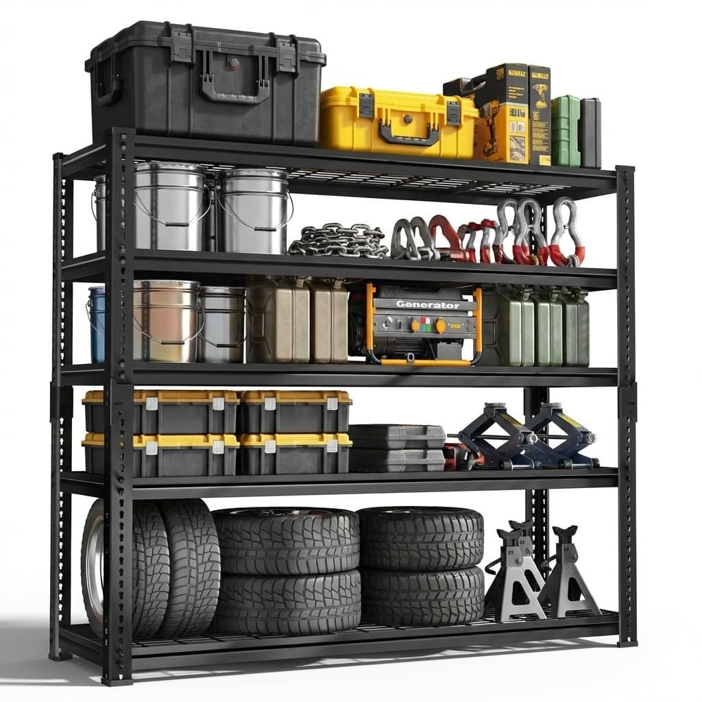 LUXEYARD 48 W x 18 D x 72 H 5 Tier Heavy Duty Metal Shelving 2800Lbs Capacity 560Lbs a Shelf Adjustable Steel Wire Storage Rack for Pantry Garage Basement Black