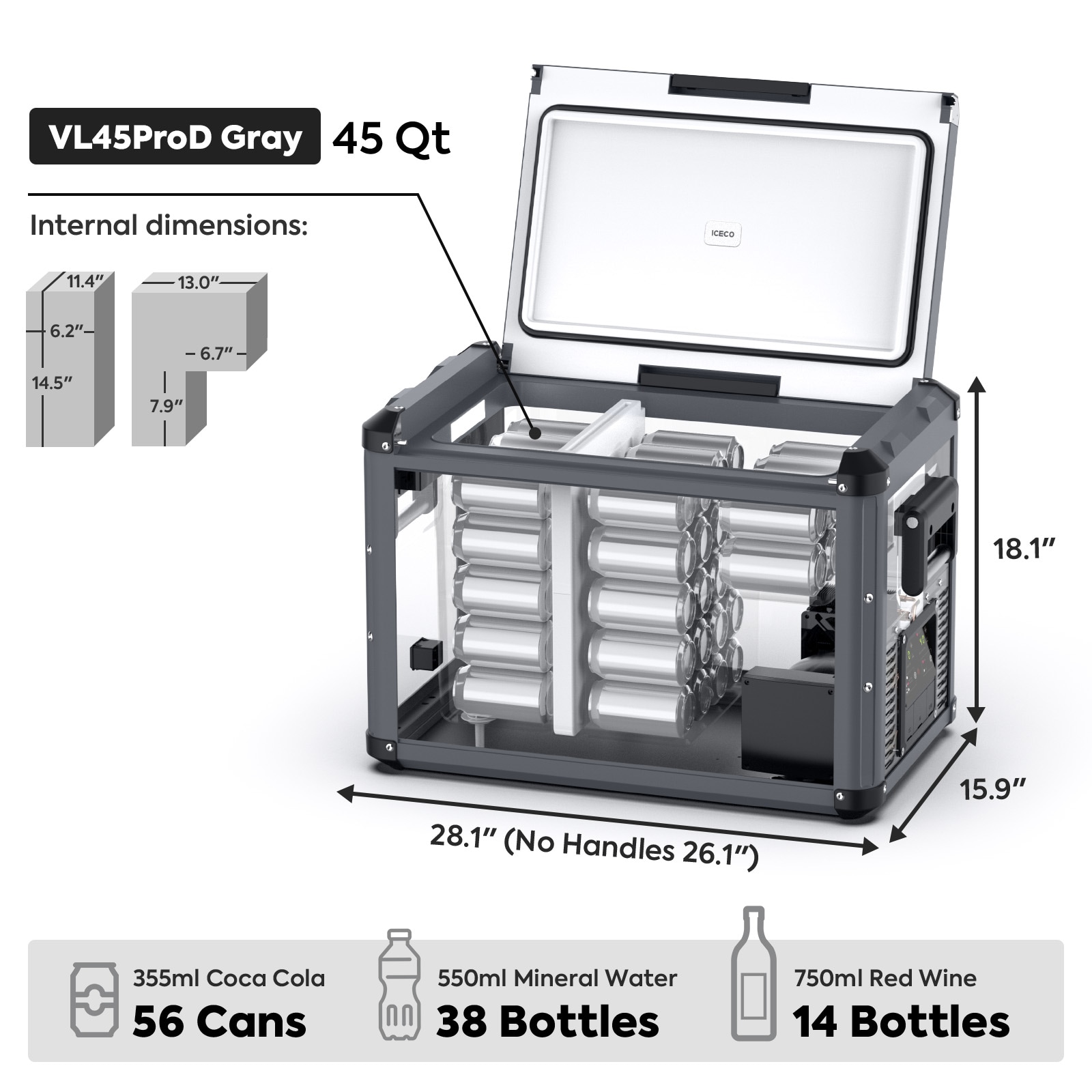 ICECO VL45ProD Grey 45 Quart(s) Hard Insulated Chest cooler with