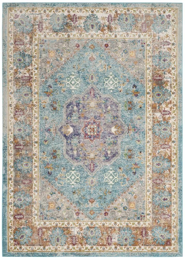 Safavieh ARA100B-5 Aria Belouch 5 x 8 (ft) Loomed Polypropylene Blue/Creme Rectangular Indoor Distressed/Overdyed Vintage Area rug