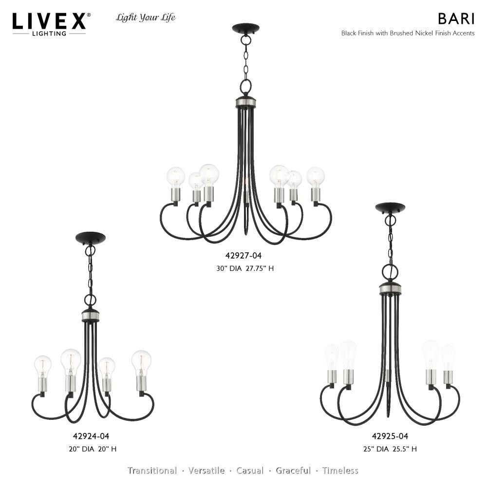 Black Crystal Mini 4-Light Candle Chandelier