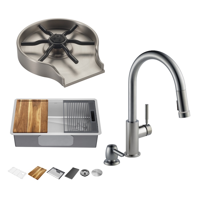 Delta  Trask with Tempsense Spotshield Stainless Single Handle Pull-Down Kitchen Faucet Collection