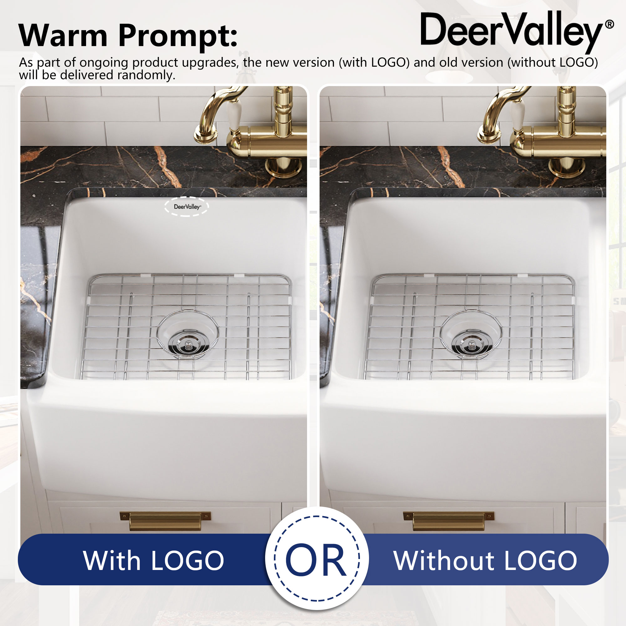DeerValley 33" White Fireclay Double Bowl Farmhouse Sink